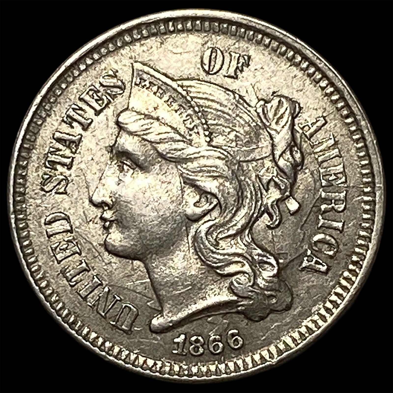 1866 Nickel Three-Cent Piece UNCIRCULATED: 1866 Nickel Three-Cent Piece UNCIRCULATED