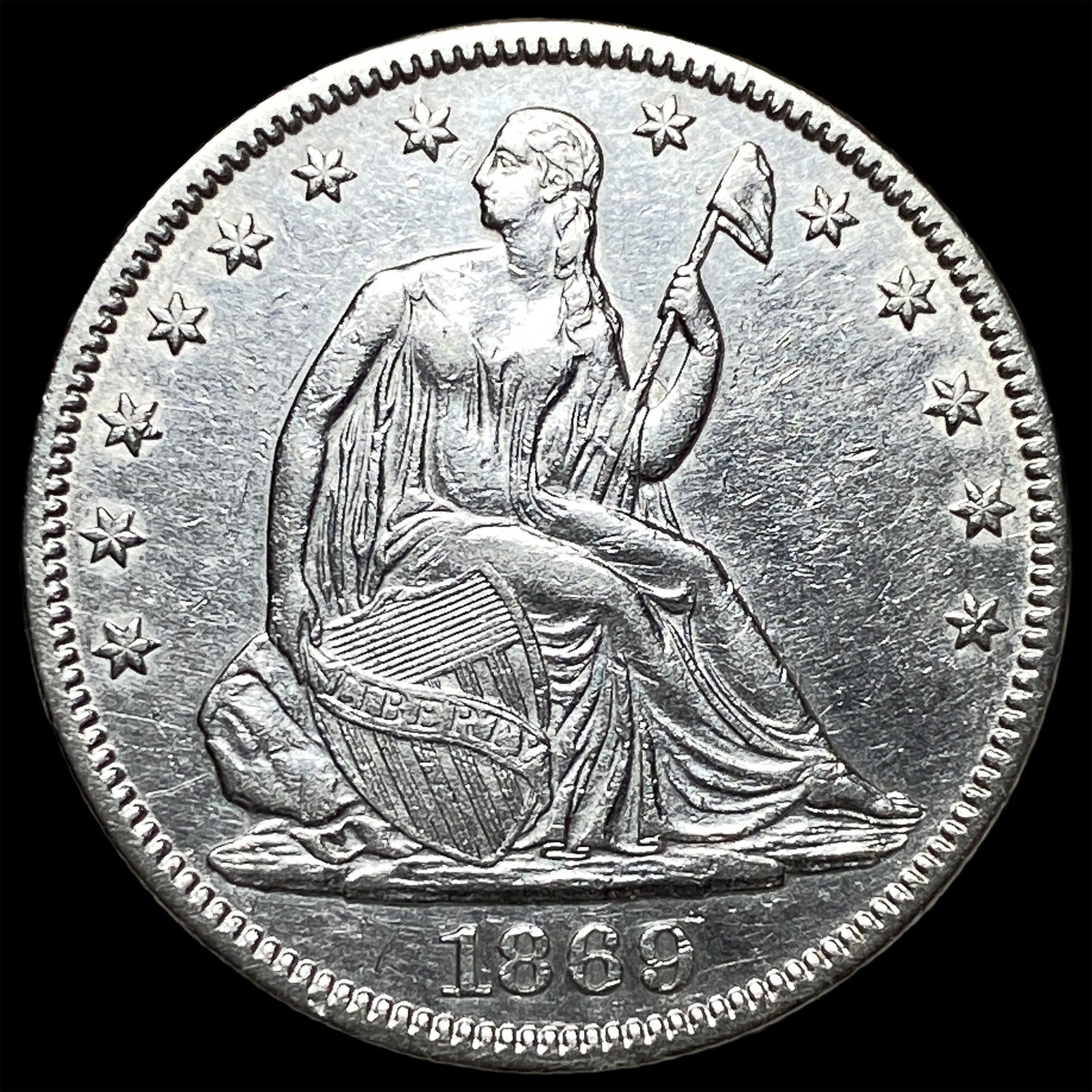 1869 Seated Liberty Half Dollar CHOICE AU: 1869 Seated Liberty Half Dollar CHOICE AU