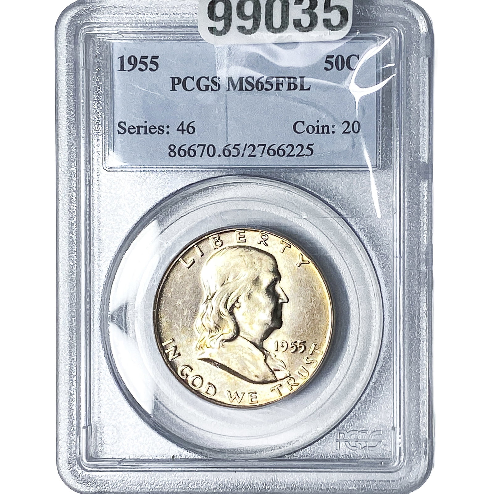 1955 Franklin Half Dollar PCGS MS65 FBL: 1955 Franklin Half Dollar PCGS MS65 FBL