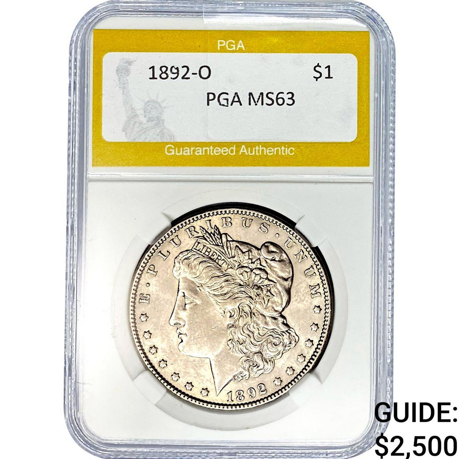 1892-O Morgan Silver Dollar PGA MS63: 1892-O Morgan Silver Dollar PGA MS63