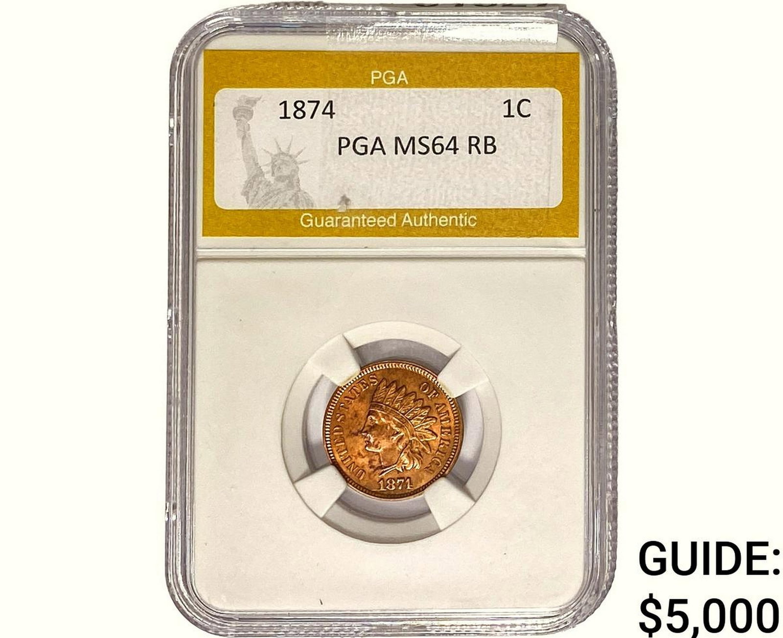 1874 Indian Head Cent PGA MS64 RB: 1874 Indian Head Cent PGA MS64 RB