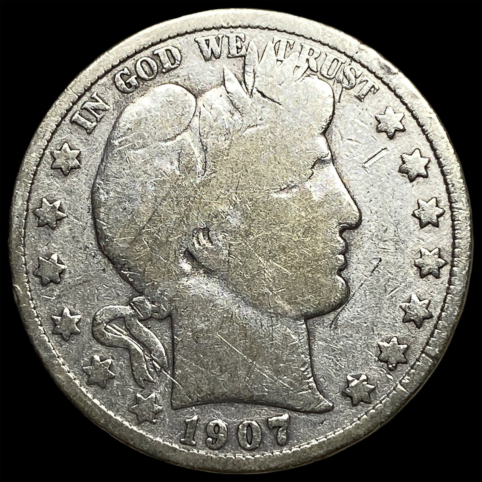 1907-D Silver Half Dollar Barber ABOUT UNCIRCULATED: 1907-D Silver Half Dollar Barber ABOUT UNCIRCULATED