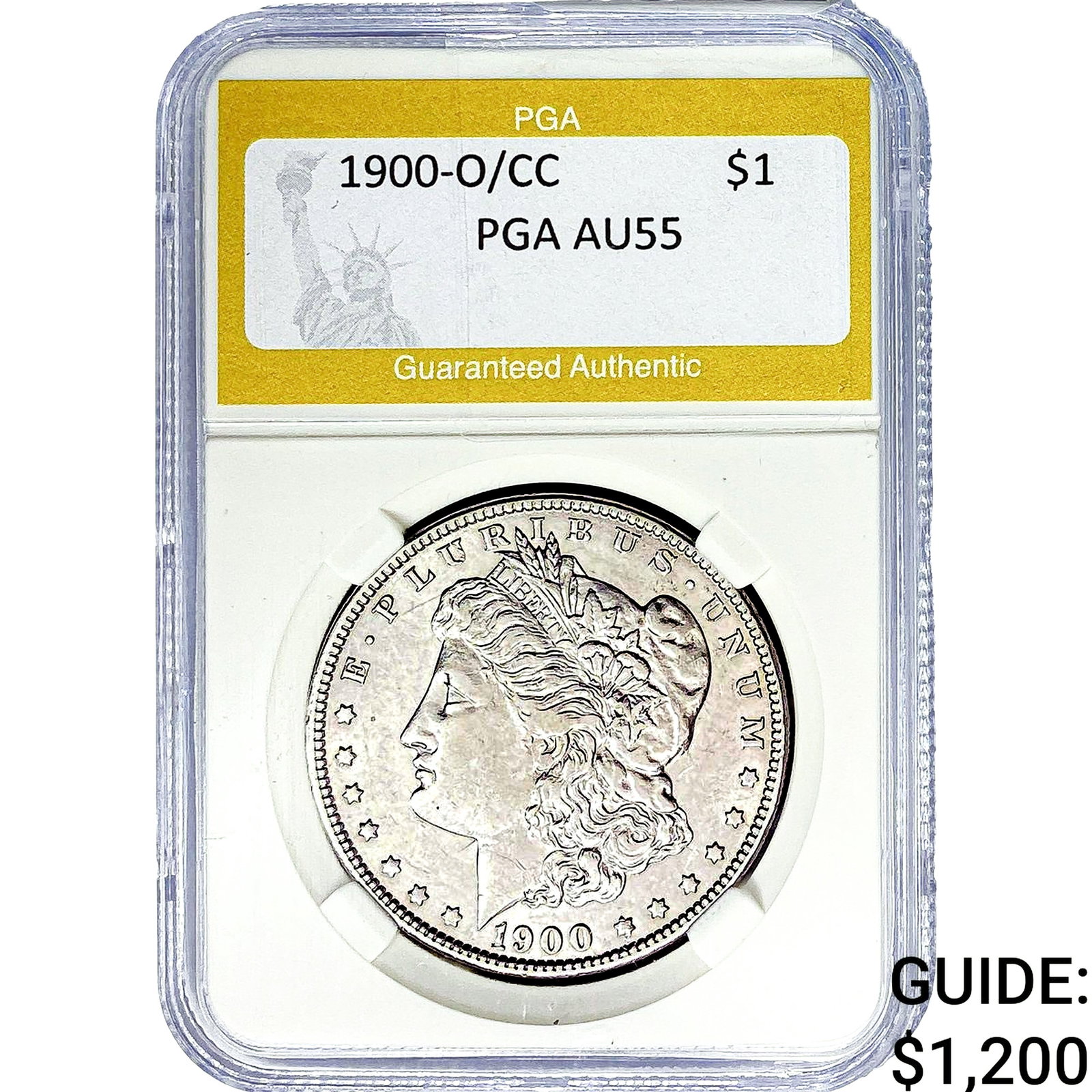 1900-O/CC Morgan Silver Dollar PGA AU55: 1900-O/CC Morgan Silver Dollar PGA AU55
