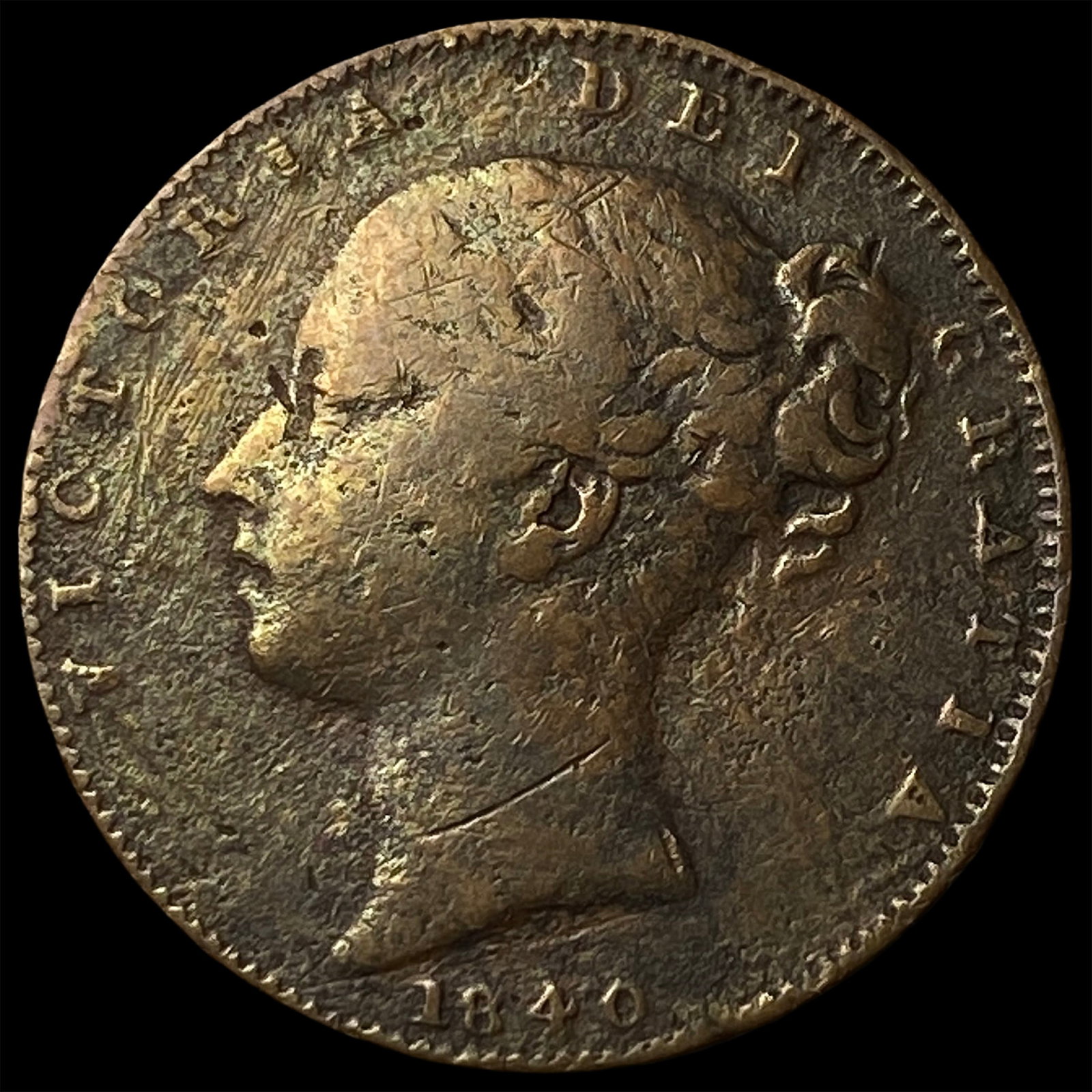 1840 Great Britain Copper 1 Farthing: 1840 Great Britain Copper 1 Farthing