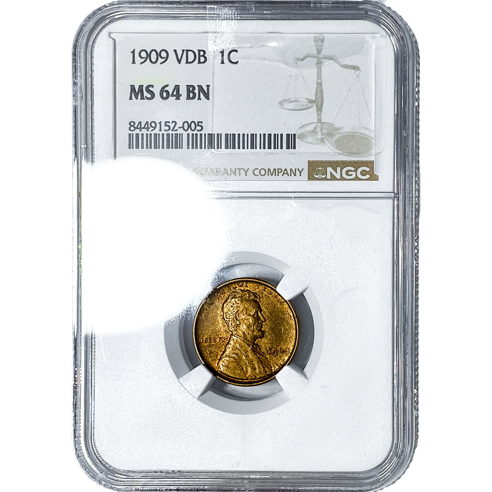 1909 VDB Wheat Cent NGC MS64 BN: 1909 VDB Wheat Cent NGC MS64 BN