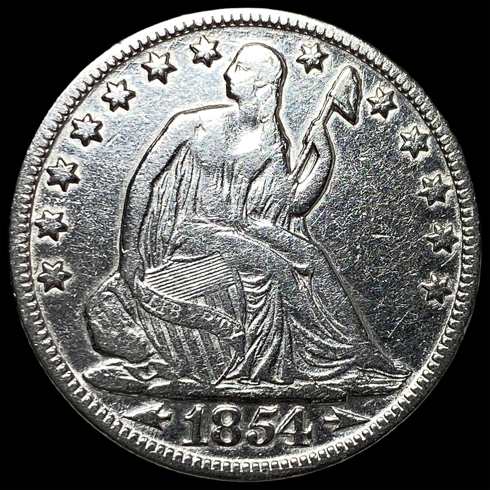 1854-O Silver Half Dollar CLOSELY UNCIRCULATED: 1854-O Silver Half Dollar CLOSELY UNCIRCULATED