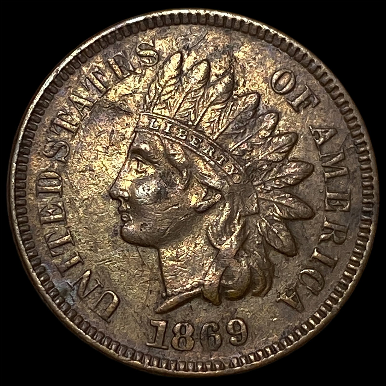 1869 Indian Head Cent NEARLY UNCIRCULATED: 1869 Indian Head Cent NEARLY UNCIRCULATED