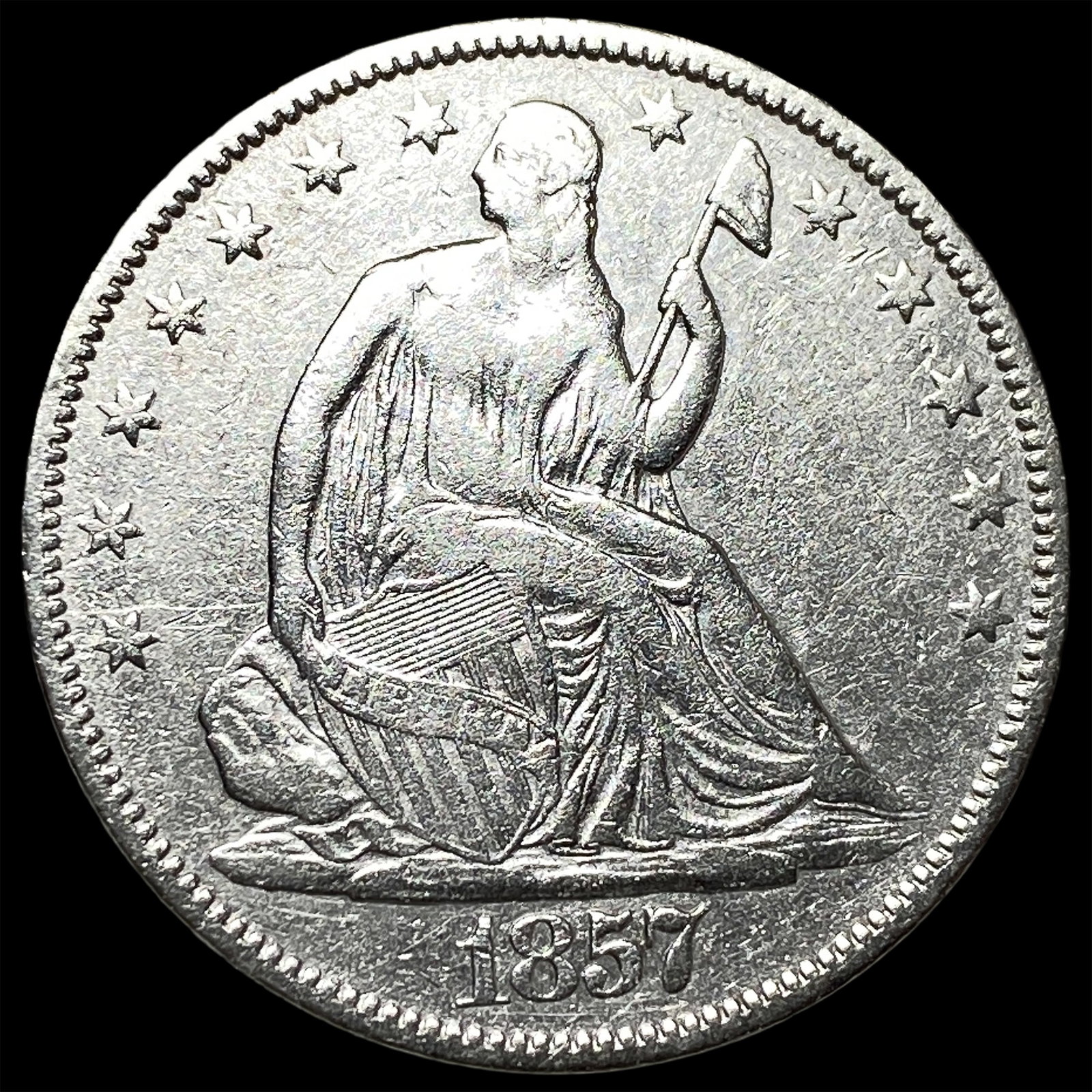 1857 Seated Liberty Half Dollar CLOSELY UNCIRCULATED: 1857 Seated Liberty Half Dollar CLOSELY UNCIRCULATED