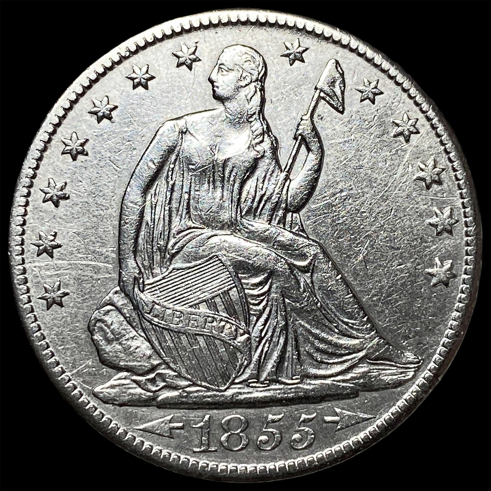 1855-O Silver Half Dollar CLOSELY UNCIRCULATED: 1855-O Silver Half Dollar CLOSELY UNCIRCULATED