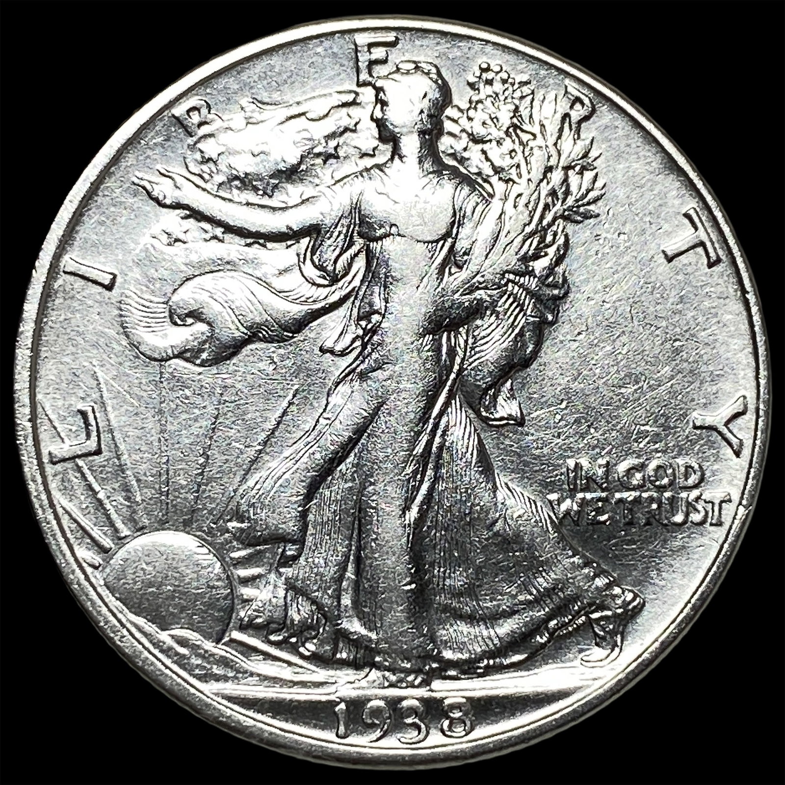 1938-D Silver Walking Liberty Half Dollar CLOSELY UNCIRCULATED: 1938-D Silver Walking Liberty Half Dollar CLOSELY UNCIRCULATED