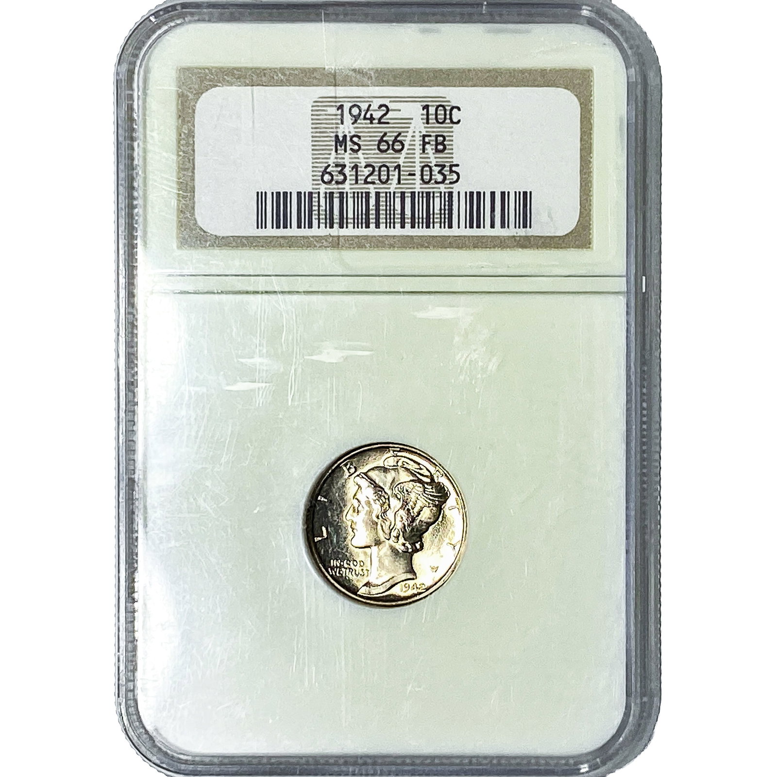 1942 Mercury Silver Dime NGC MS66 FB: 1942 Mercury Silver Dime NGC MS66 FB