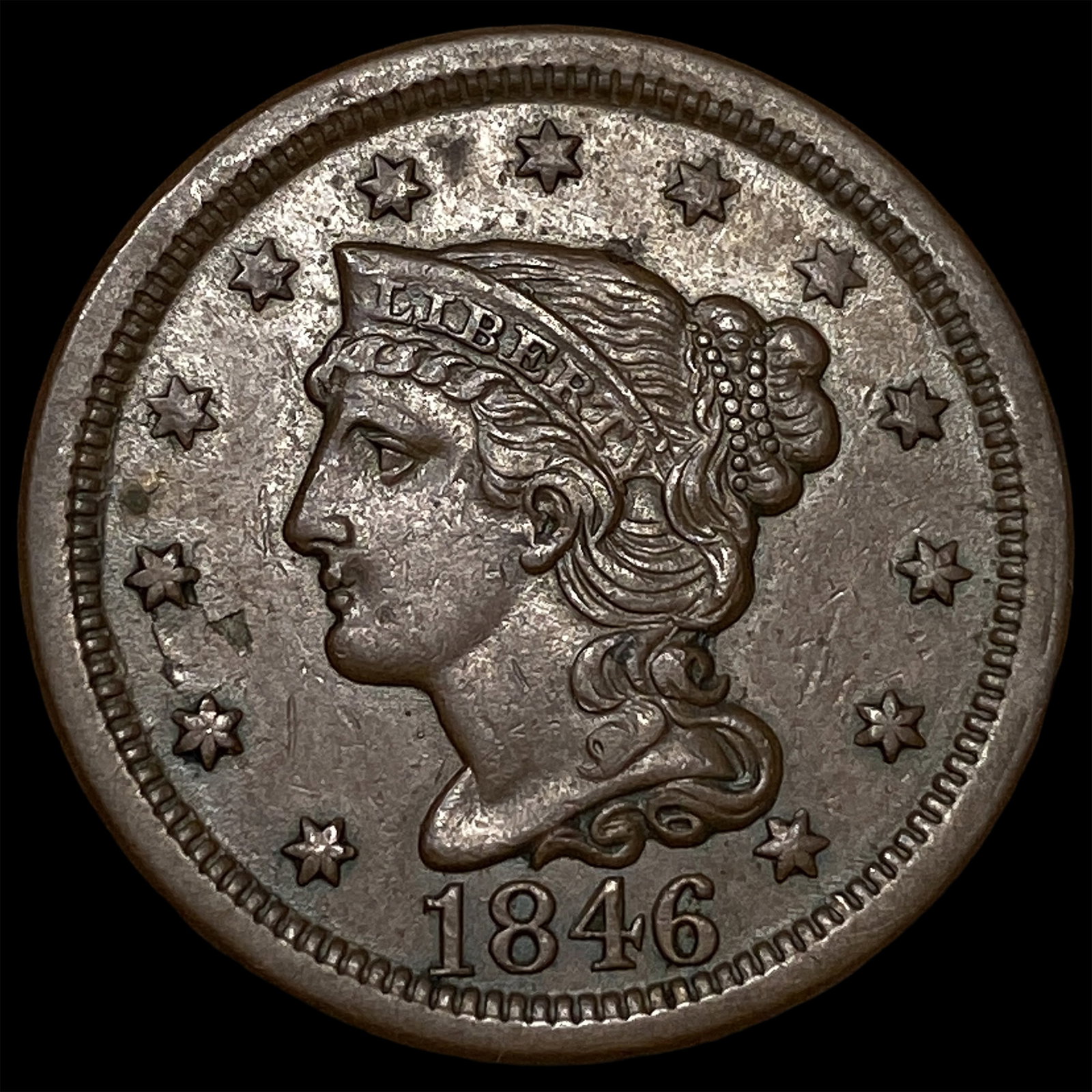 1846 Braided Hair Large Cent UNCIRCULATED: 1846 Braided Hair Large Cent UNCIRCULATED