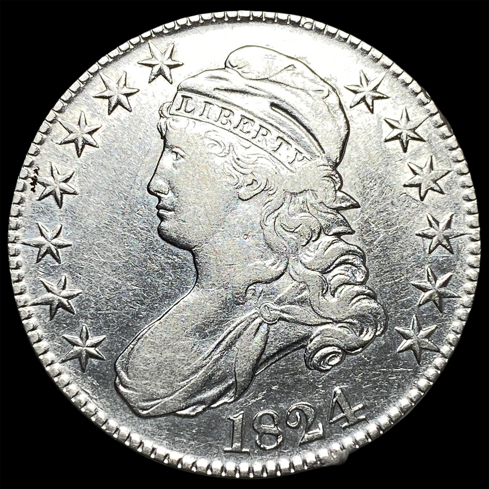 1824 Capped Bust Half Dollar CHOICE AU: 1824 Capped Bust Half Dollar CHOICE AU