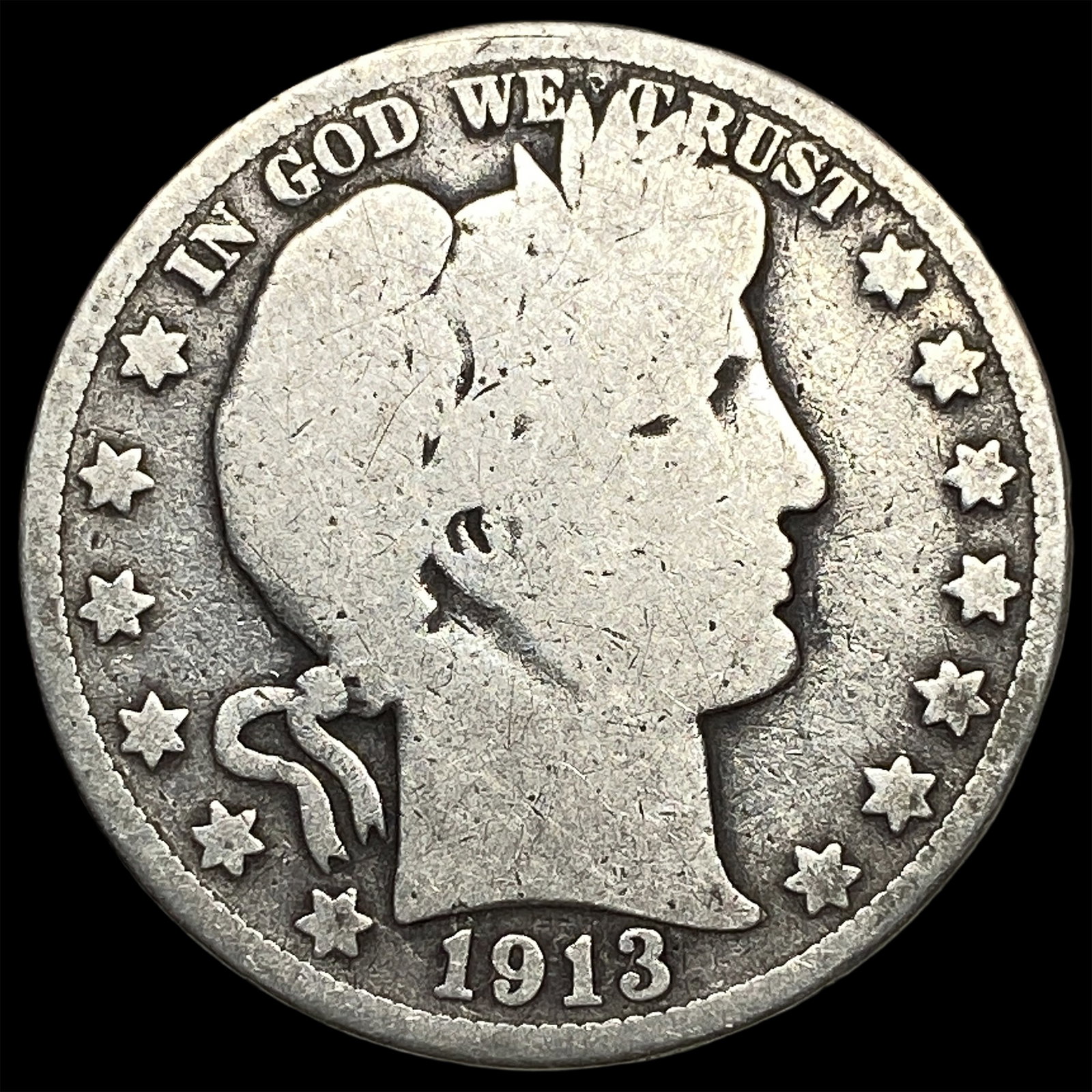 1913 Barber Half Dollar NICELY CIRCULATED: 1913 Barber Half Dollar NICELY CIRCULATED