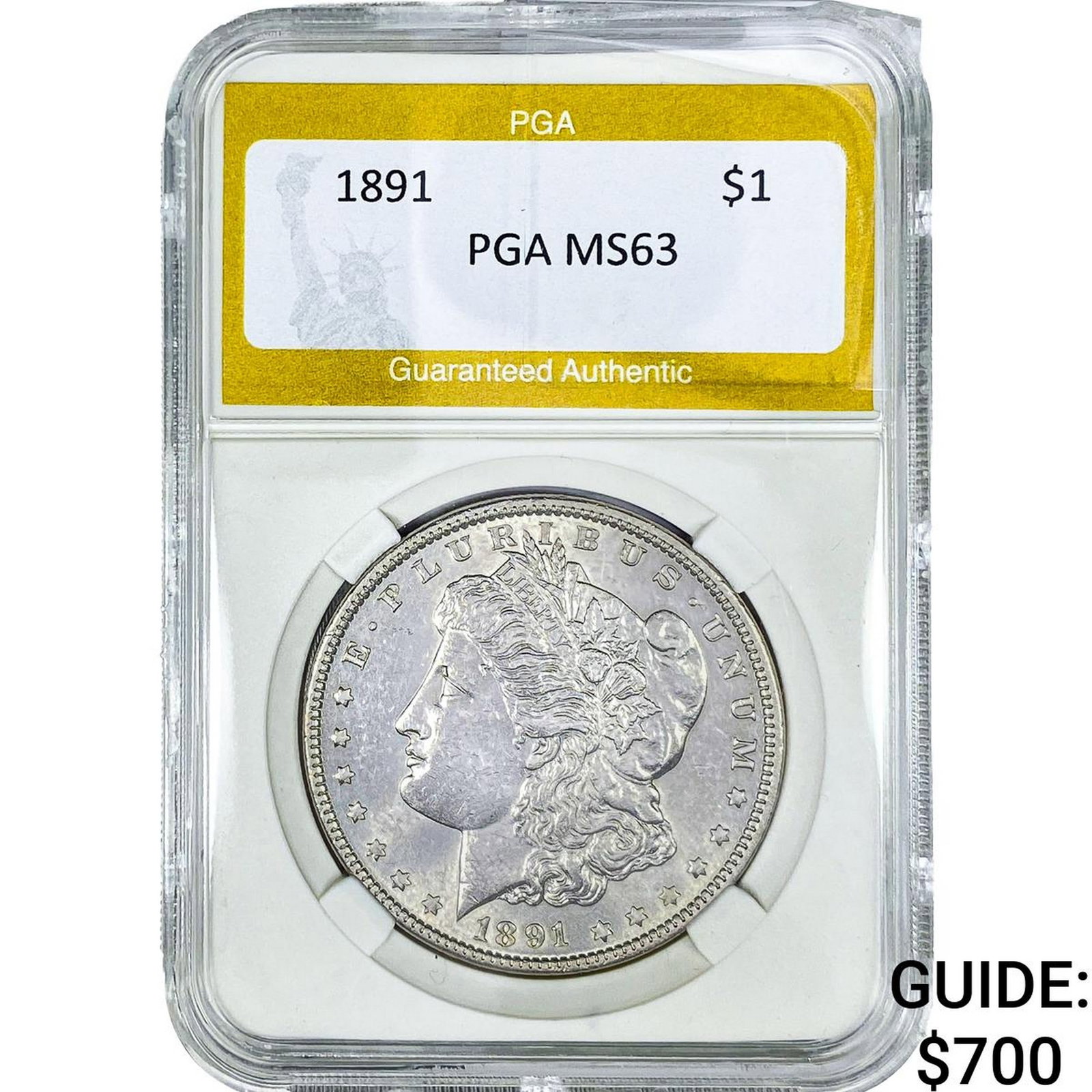 1891 Morgan Silver Dollar PGA MS63: 1891 Morgan Silver Dollar PGA MS63