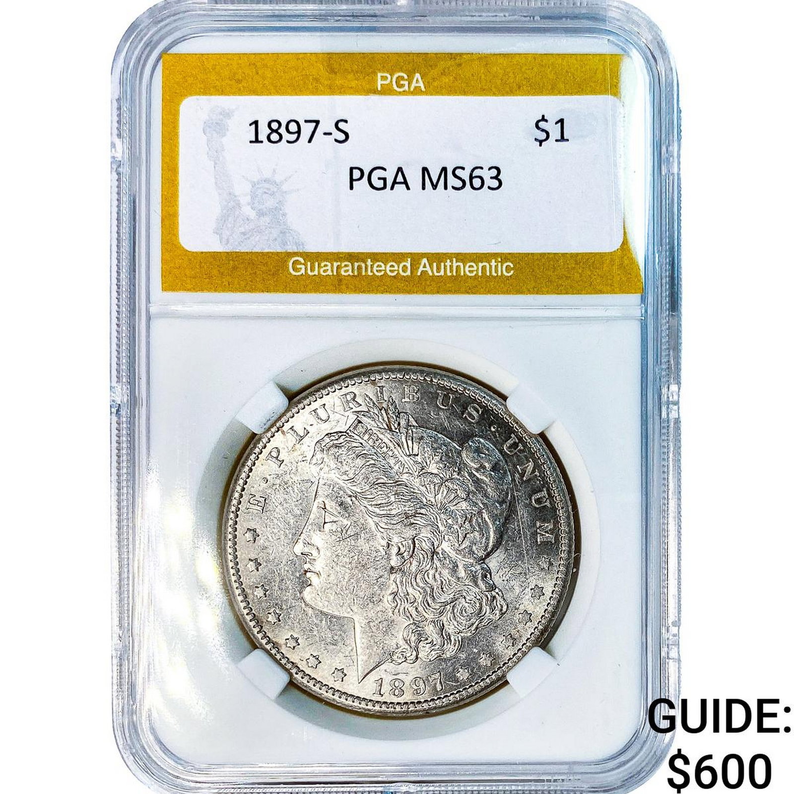 1897-S Morgan Silver Dollar PGA MS63: 1897-S Morgan Silver Dollar PGA MS63