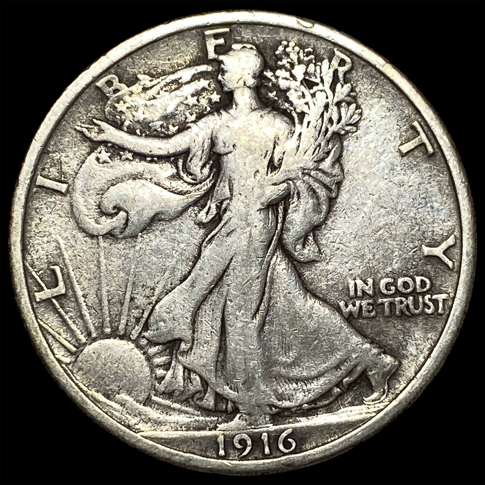 1916 Walking Liberty Half Dollar NEARLY UNCIRCULATED: 1916 Walking Liberty Half Dollar NEARLY UNCIRCULATED