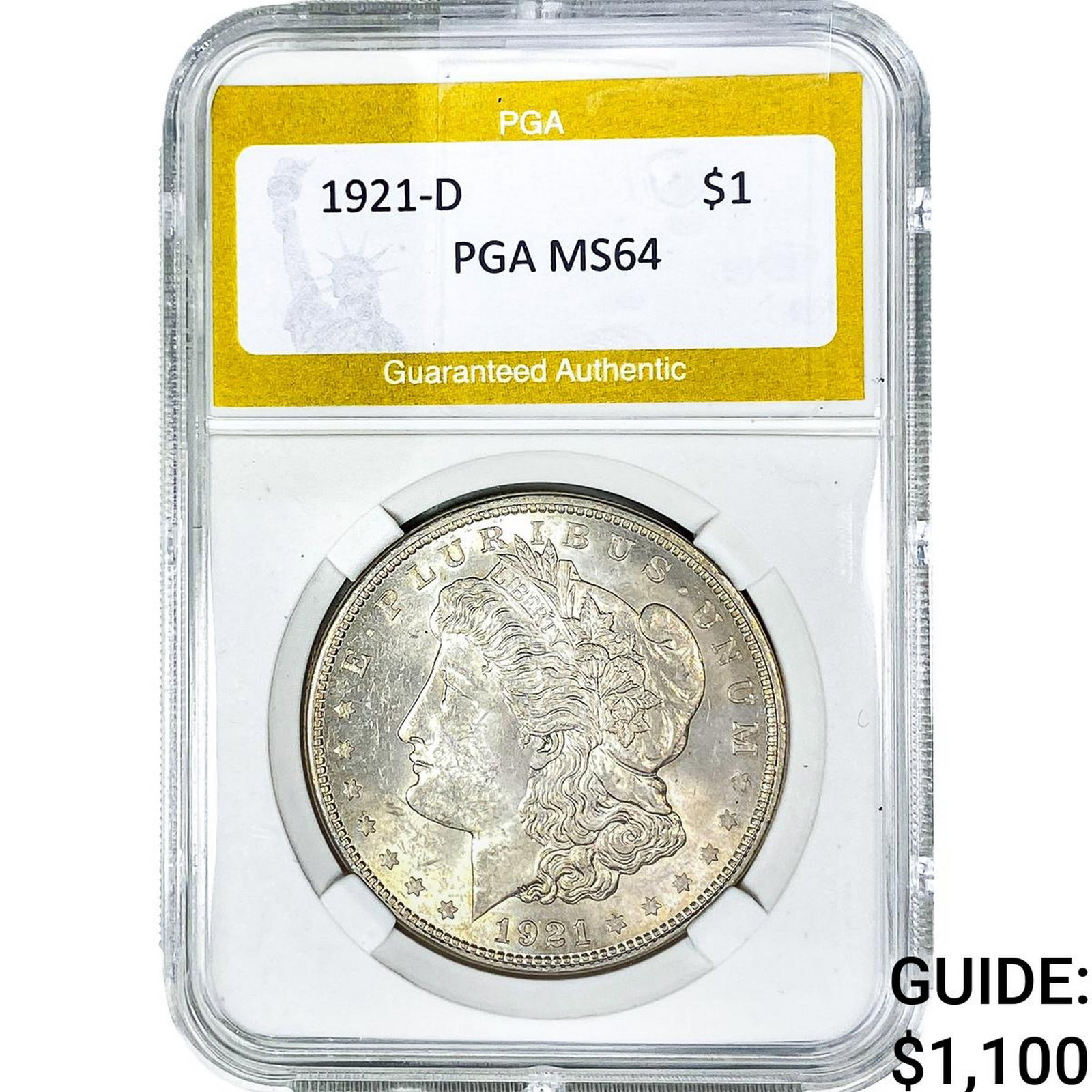 1921-D Morgan Silver Dollar PGA MS64: 1921-D Morgan Silver Dollar PGA MS64