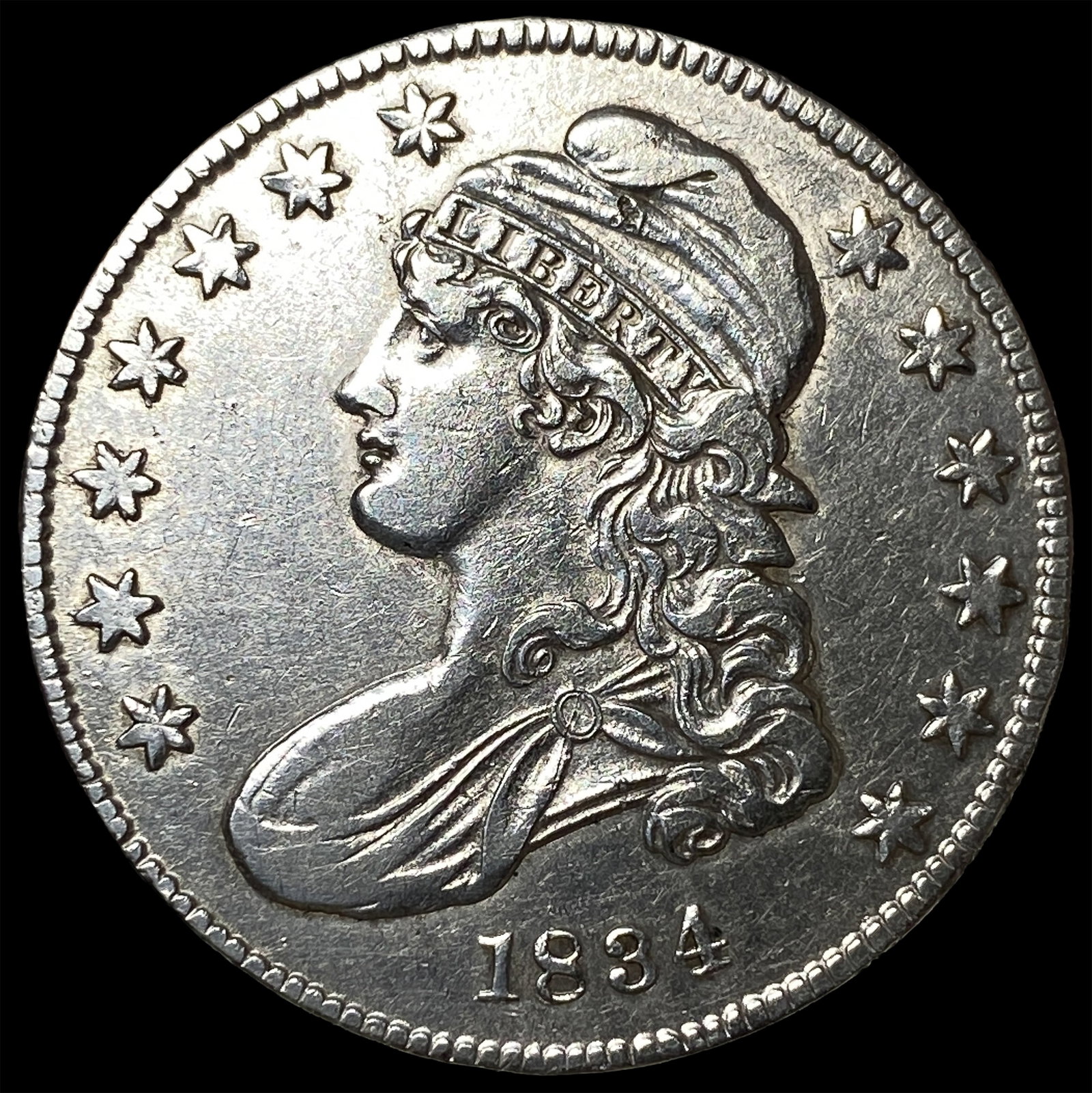 1834 Capped Bust Half Dollar CLOSELY UNCIRCULATED: 1834 Capped Bust Half Dollar CLOSELY UNCIRCULATED