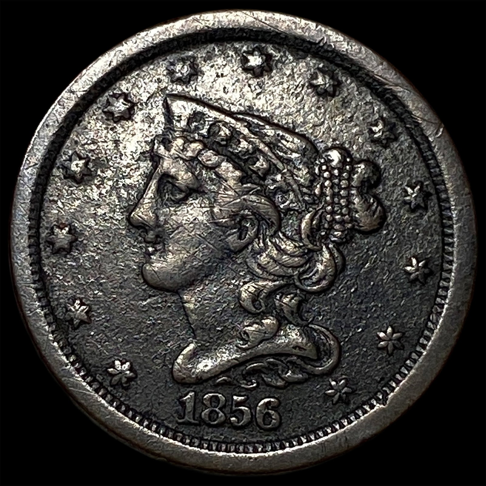 1856 Braided Hair Half Cent NEARLY UNCIRCULATED: 1856 Braided Hair Half Cent NEARLY UNCIRCULATED