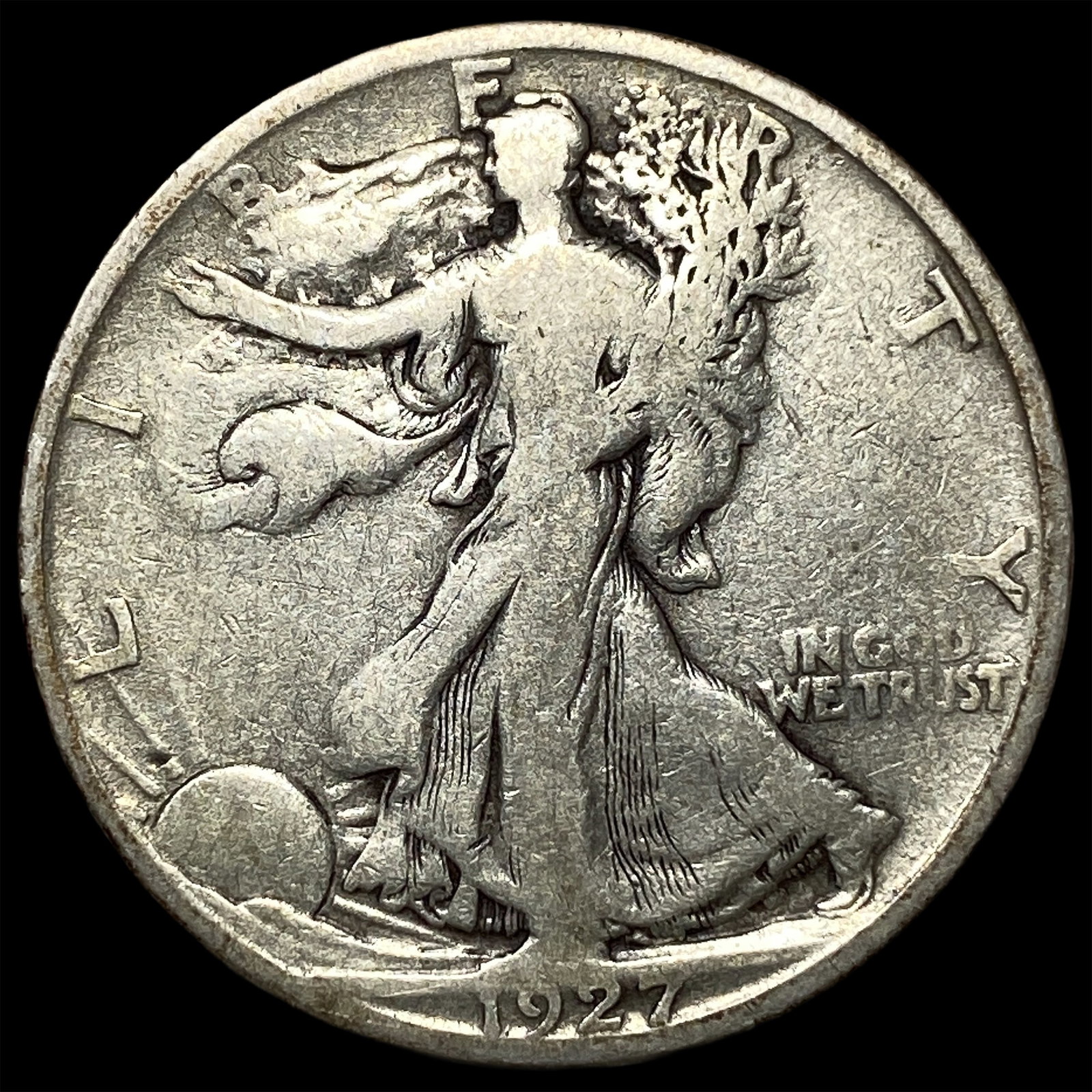 1927-S Silver Walking Liberty Half Dollar NICELY CIRCULATED: 1927-S Silver Walking Liberty Half Dollar NICELY CIRCULATED