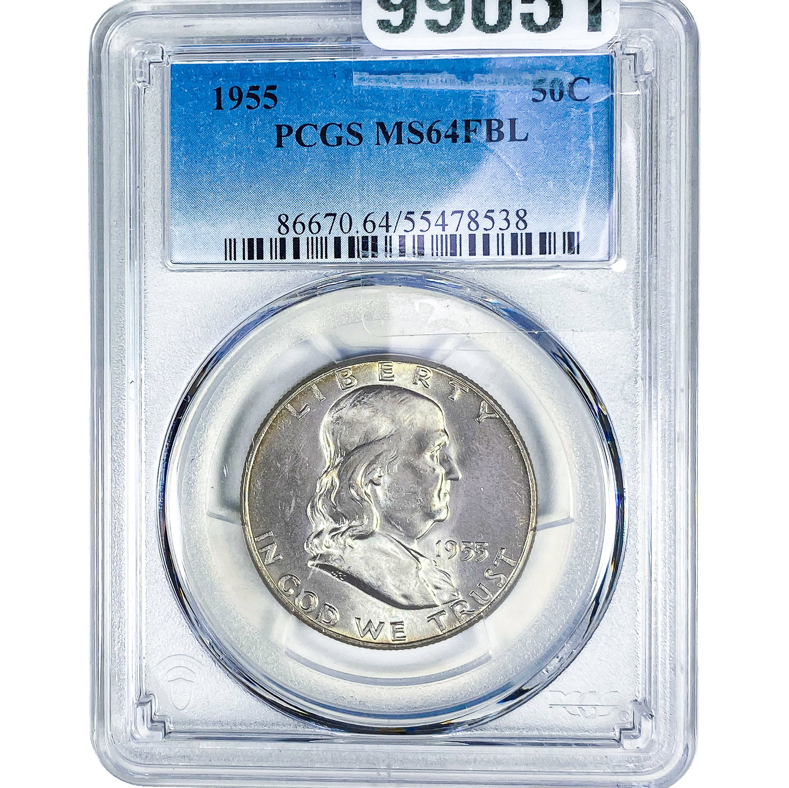 1955 Franklin Half Dollar PCGS MS64 FBL: 1955 Franklin Half Dollar PCGS MS64 FBL