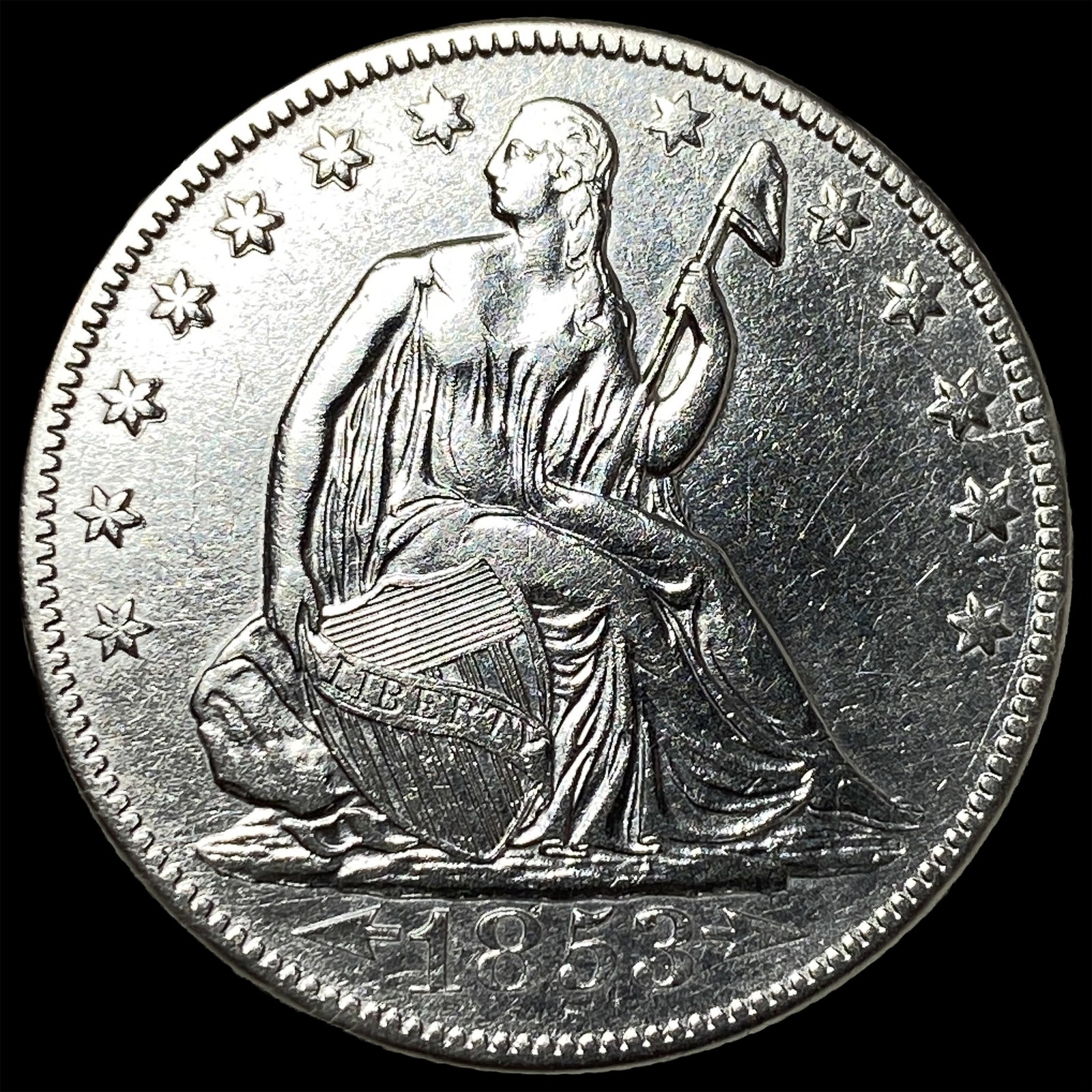 1853-O Silver Seated Liberty Half Dollar CHOICE AU: 1853-O Silver Seated Liberty Half Dollar CHOICE AU