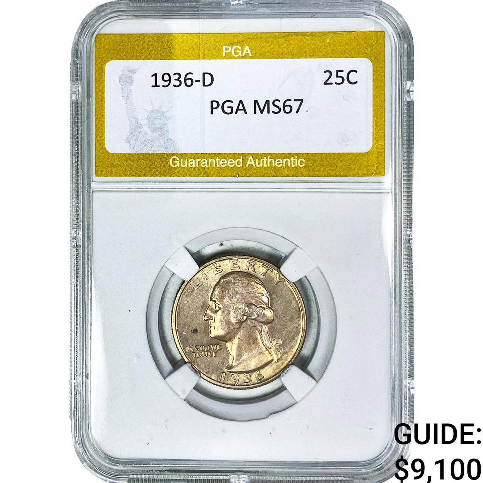 1936-D Washington Silver Quarter PGA MS67: 1936-D Washington Silver Quarter PGA MS67