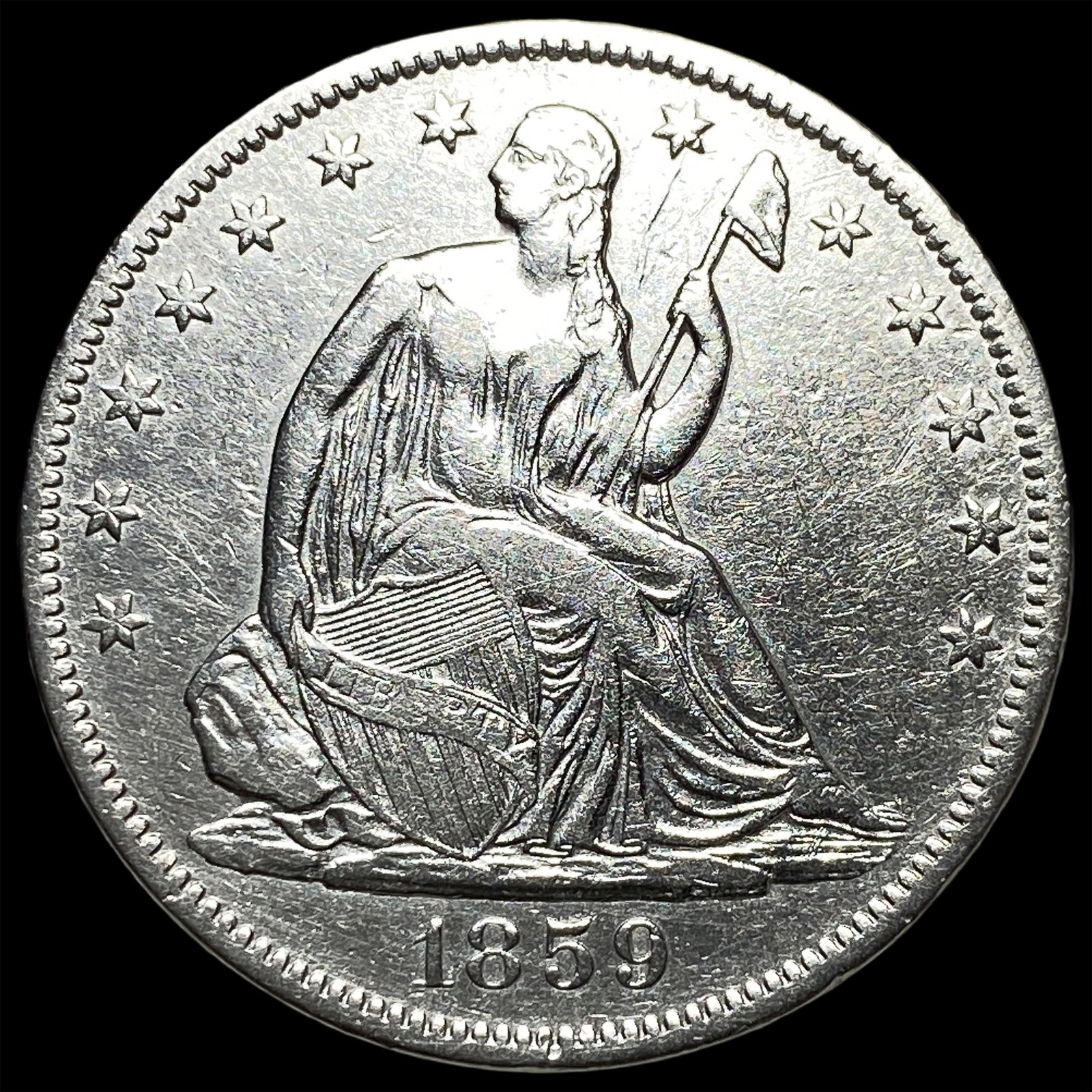 1859-S Silver Half Dollar CLOSELY UNCIRCULATED (1 of 2)