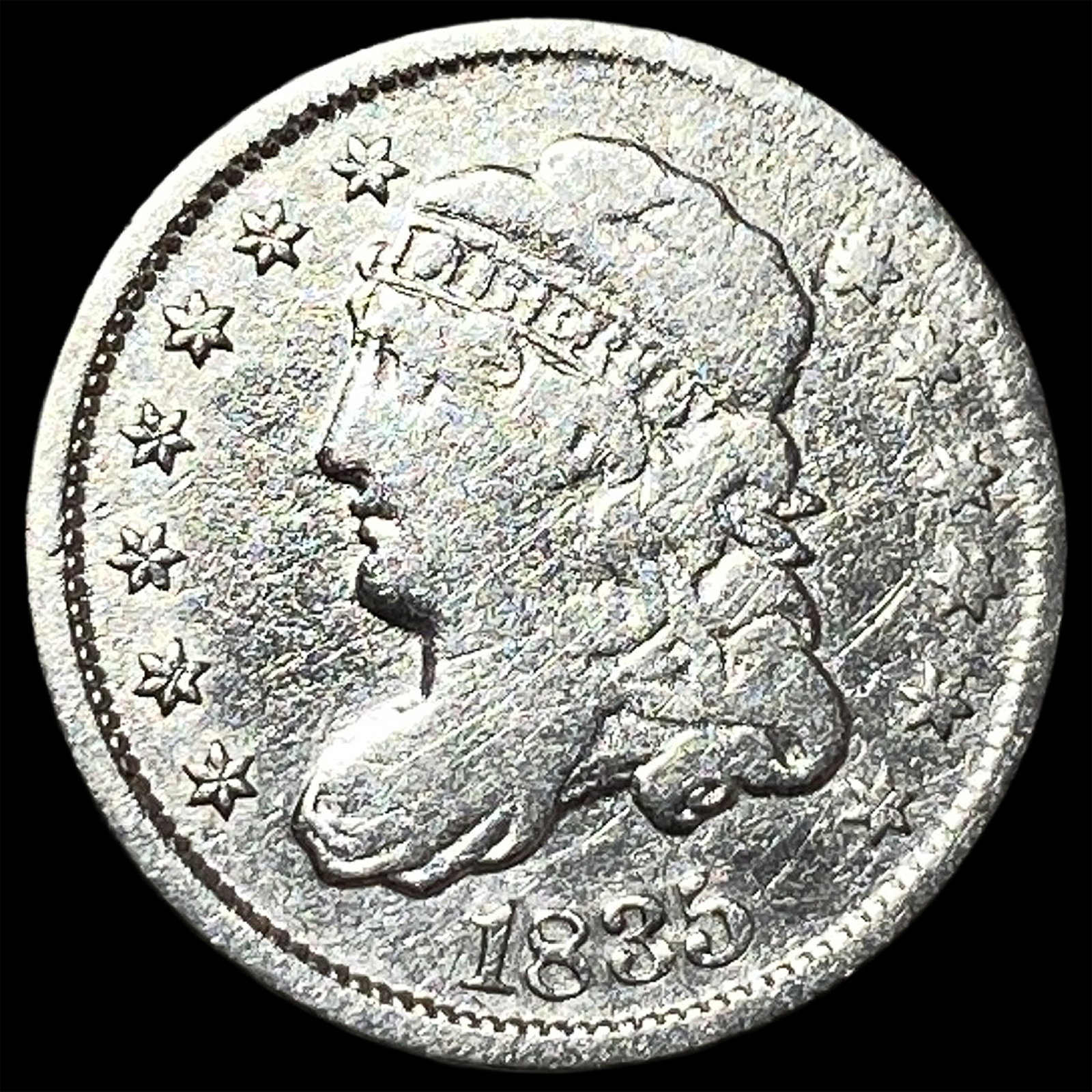 1835 Capped Bust Half Dime ABOUT UNCIRCULATED: 1835 Capped Bust Half Dime ABOUT UNCIRCULATED