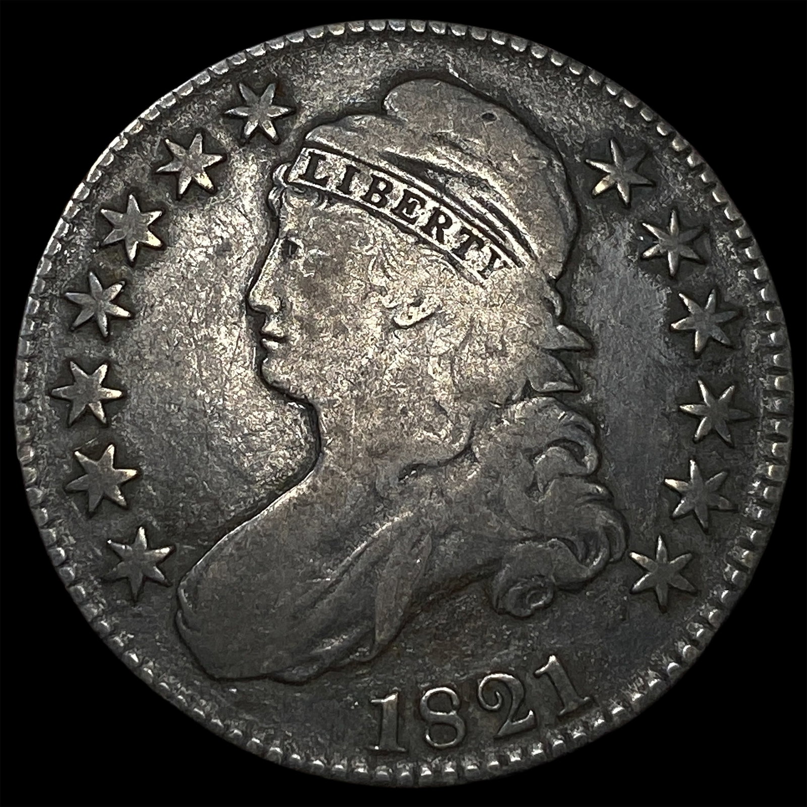 1821 Capped Bust Half Dollar LIGHTLY CIRCULATED: 1821 Capped Bust Half Dollar LIGHTLY CIRCULATED