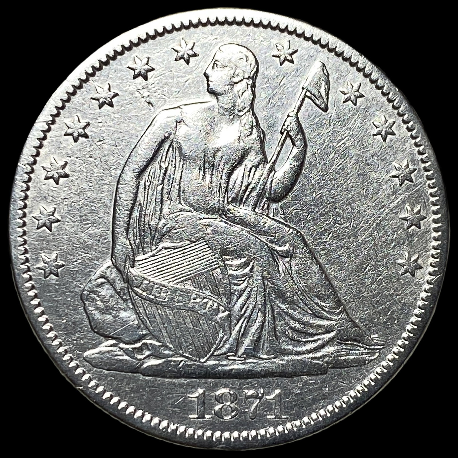 1871 Silver Half Dollar CLOSELY UNCIRCULATED: 1871 Silver Half Dollar CLOSELY UNCIRCULATED
