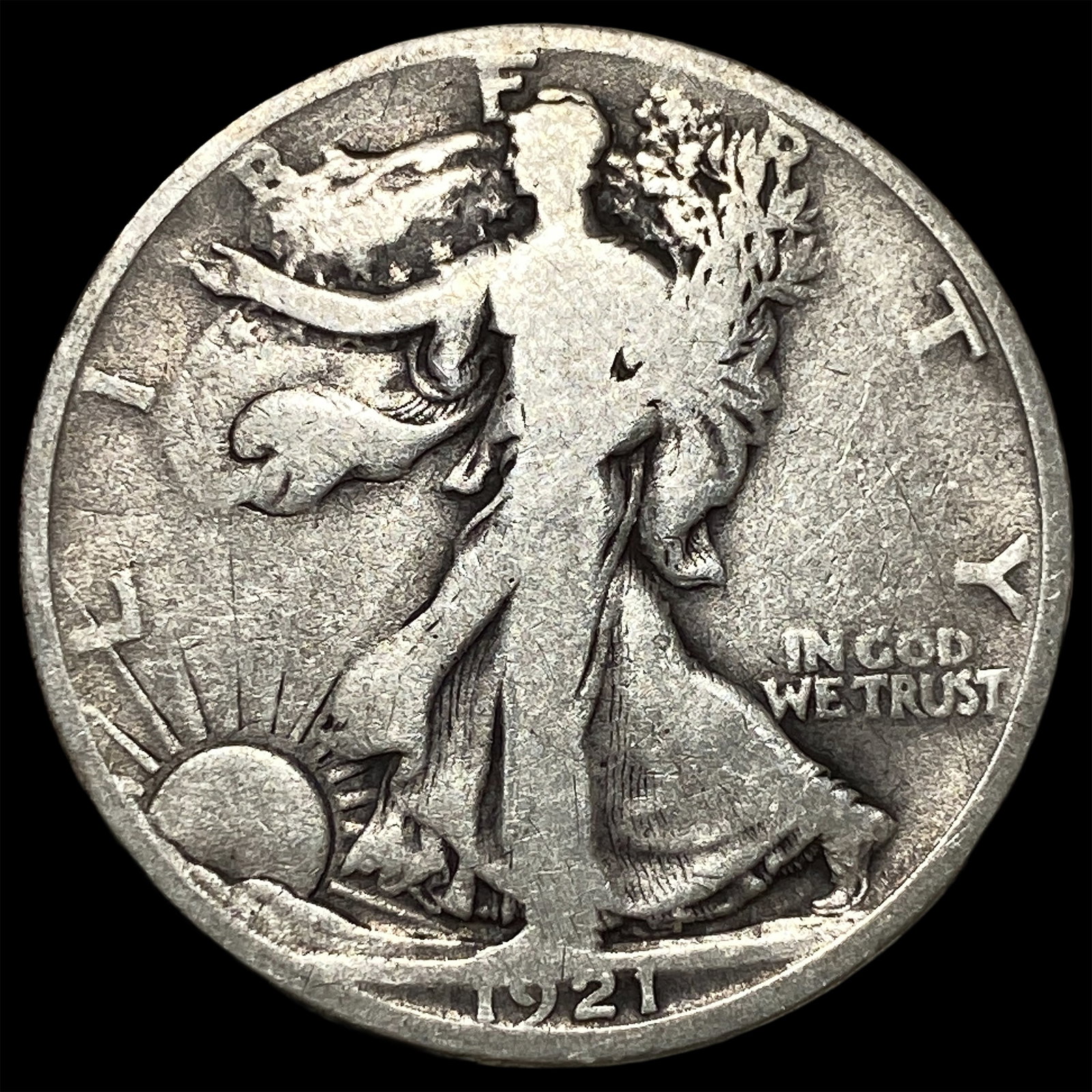 1921-D Silver Walking Liberty Half Dollar LIGHTLY CIRCULATED: 1921-D Silver Walking Liberty Half Dollar LIGHTLY CIRCULATED