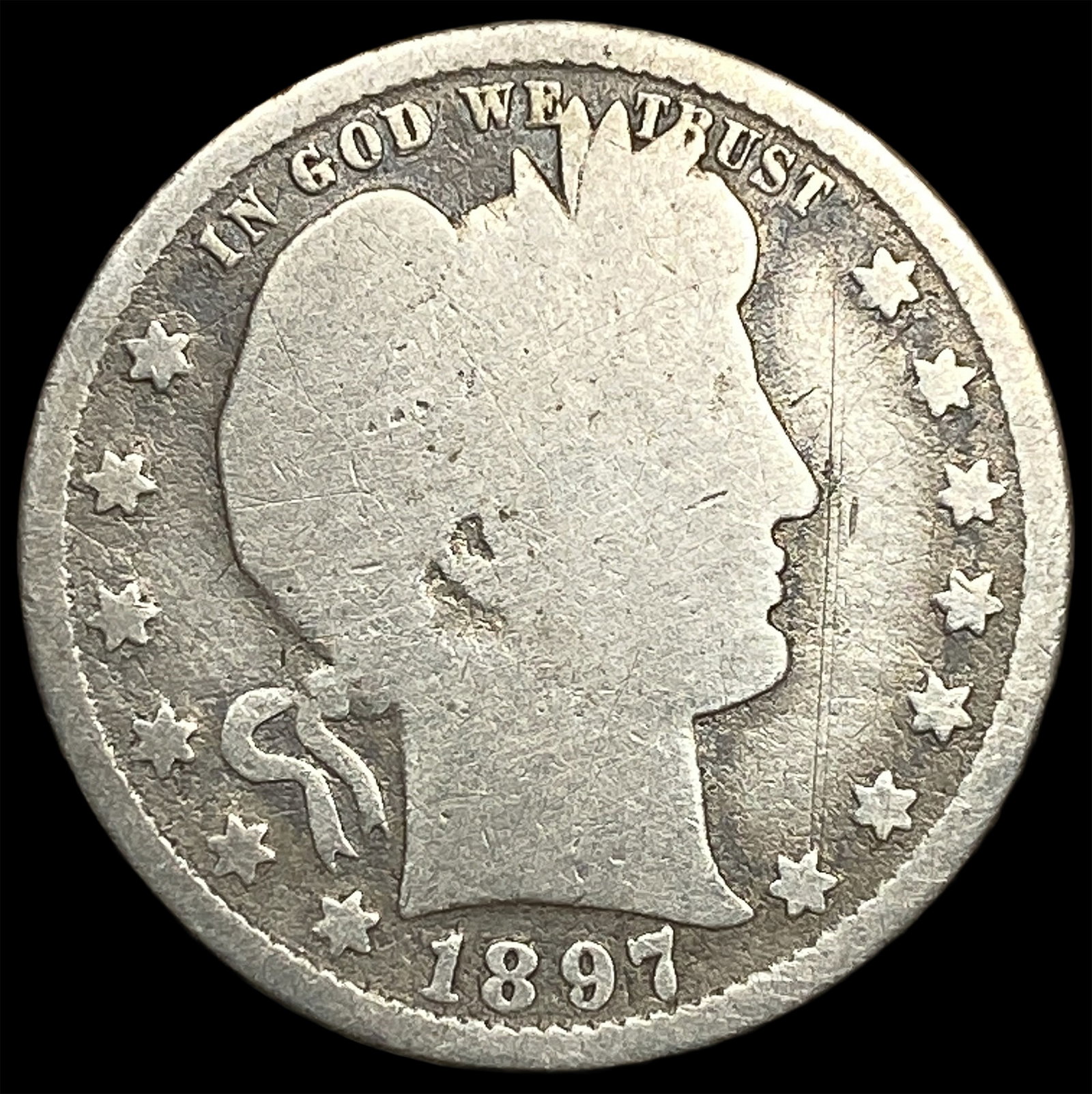 1897 Silver Barber Quarter NICELY CIRCULATED: 1897 Silver Barber Quarter NICELY CIRCULATED