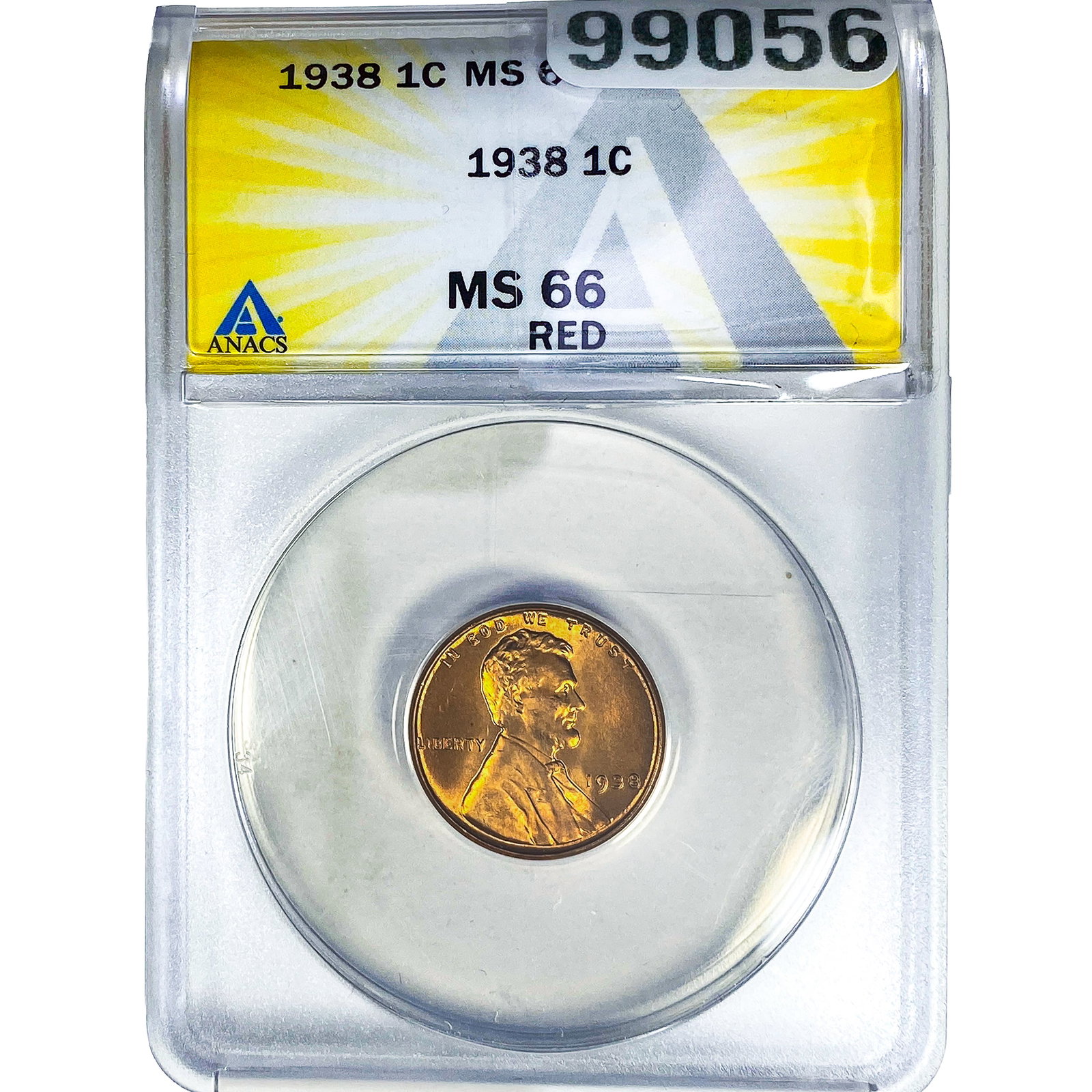 1938 Wheat Cent ANACS MS66 Red: 1938 Wheat Cent ANACS MS66 Red