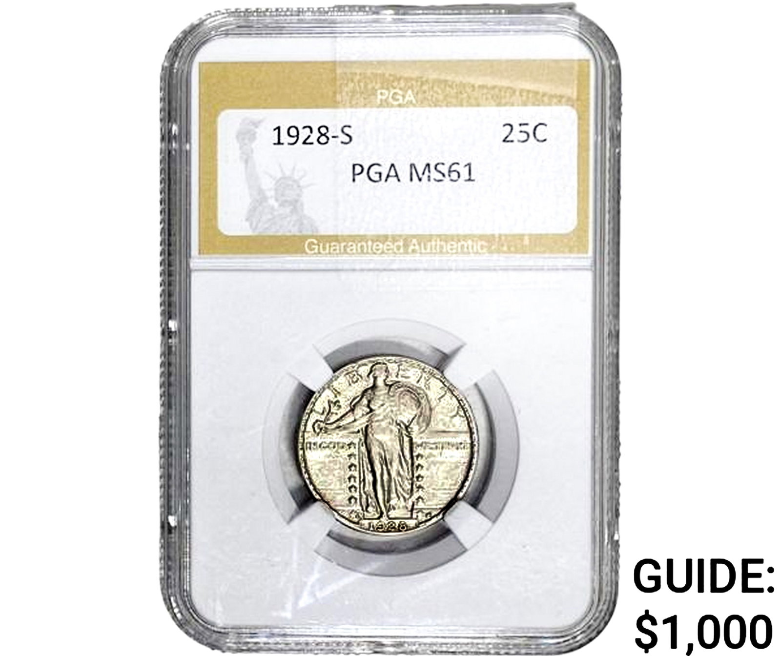 1928-S Standing Liberty Quarter PGA MS61: 1928-S Standing Liberty Quarter PGA MS61