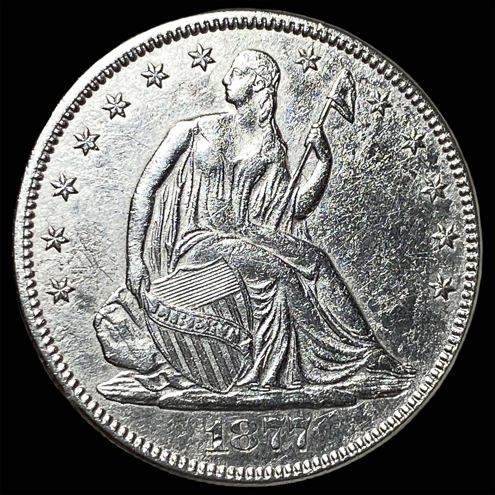 1877 Seated Liberty Half Dollar CHOICE AU: 1877 Seated Liberty Half Dollar CHOICE AU