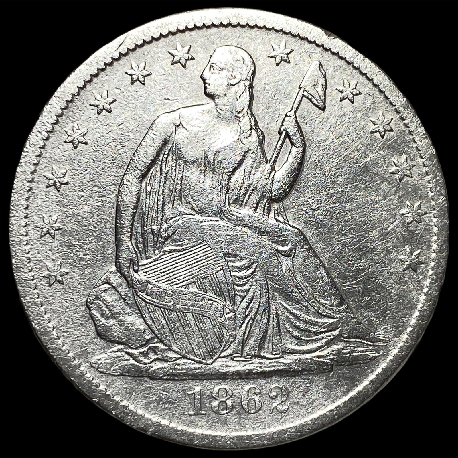 1862-D Seated Liberty Half Dollar CLOSELY UNCIRCULATED: 1862-D Seated Liberty Half Dollar CLOSELY UNCIRCULATED