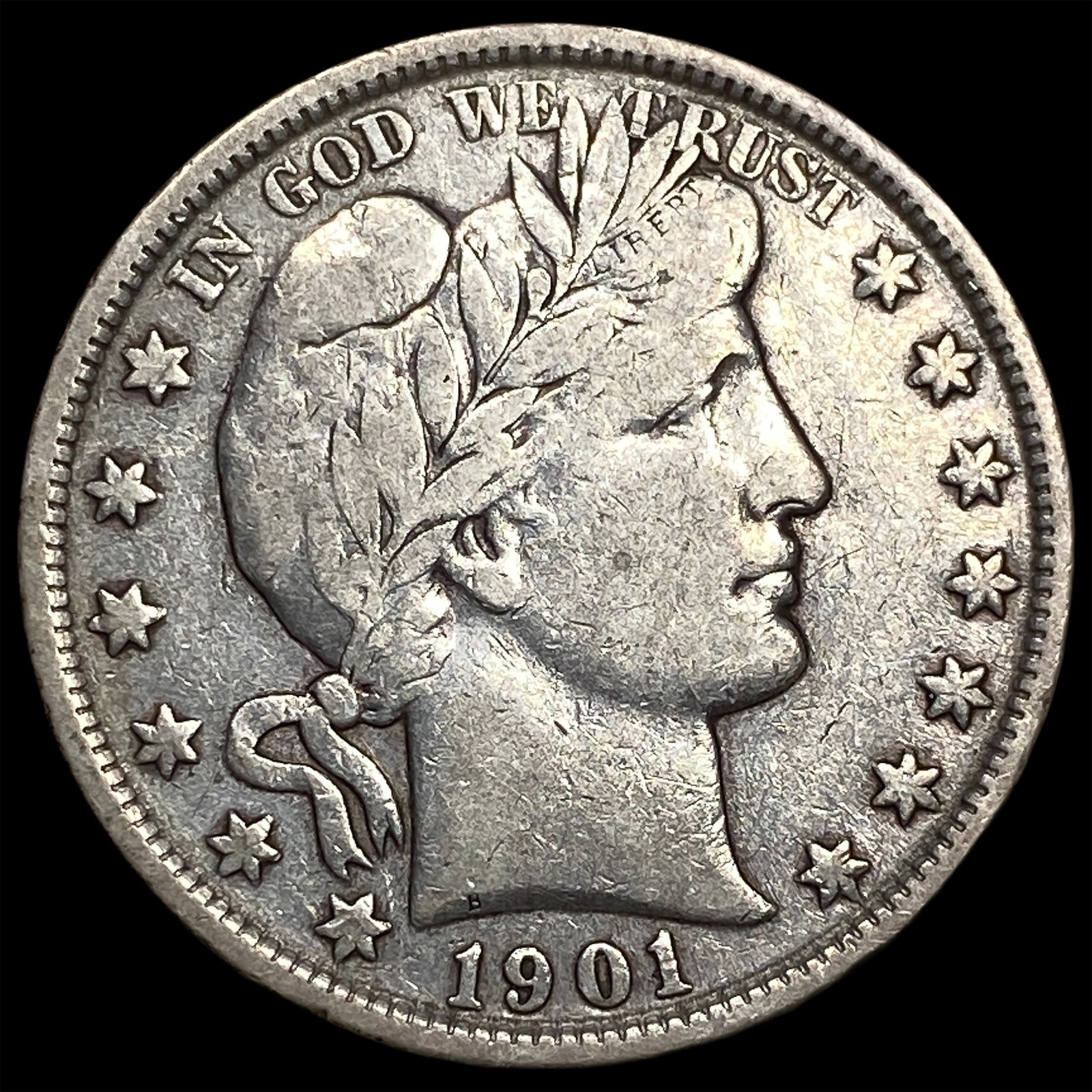 1901 Silver Half Dollar (Barber) NEARLY UNCIRCULATED: 1901 Silver Half Dollar (Barber) NEARLY UNCIRCULATED