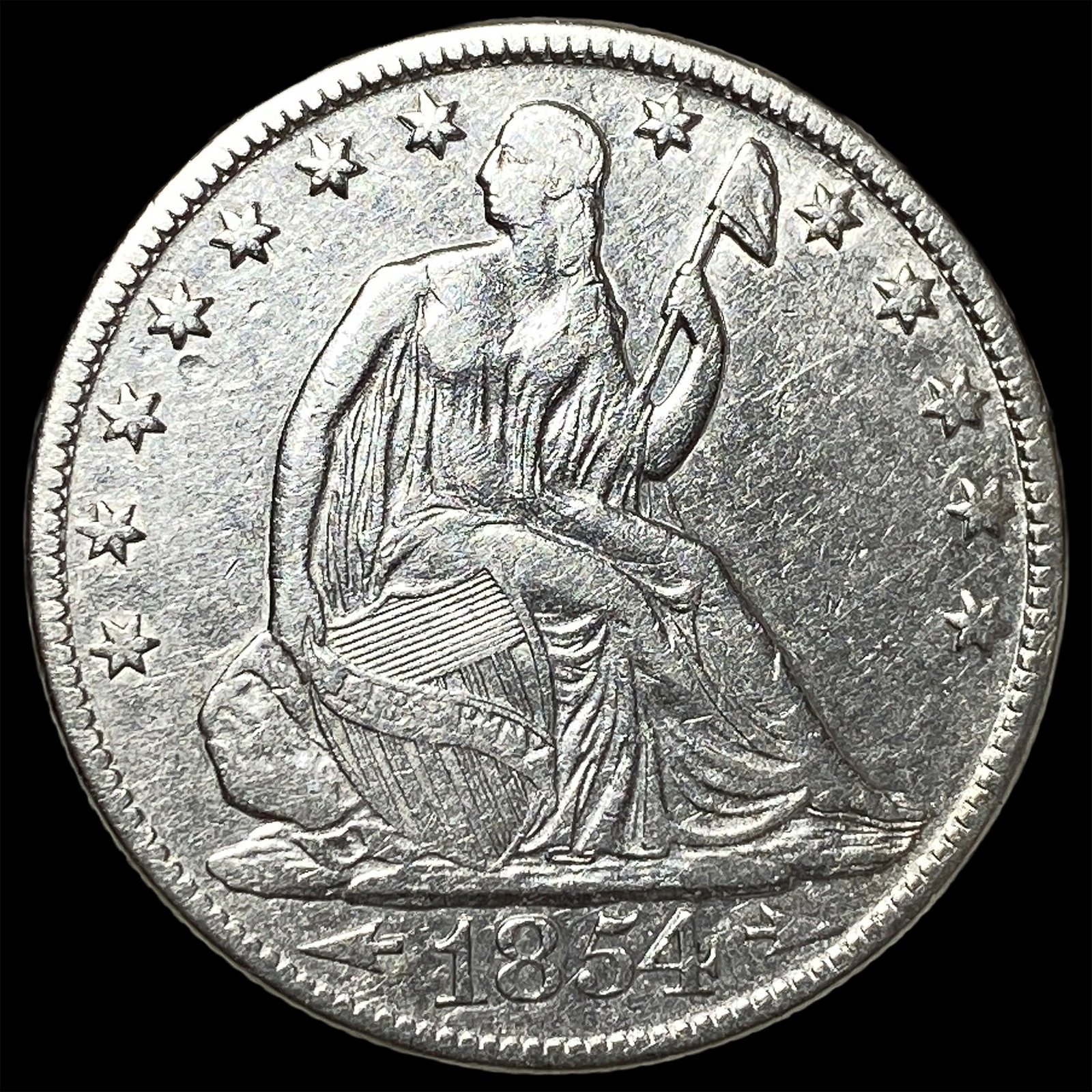 1854-O Silver Half Dollar CLOSELY UNCIRCULATED: 1854-O Silver Half Dollar CLOSELY UNCIRCULATED