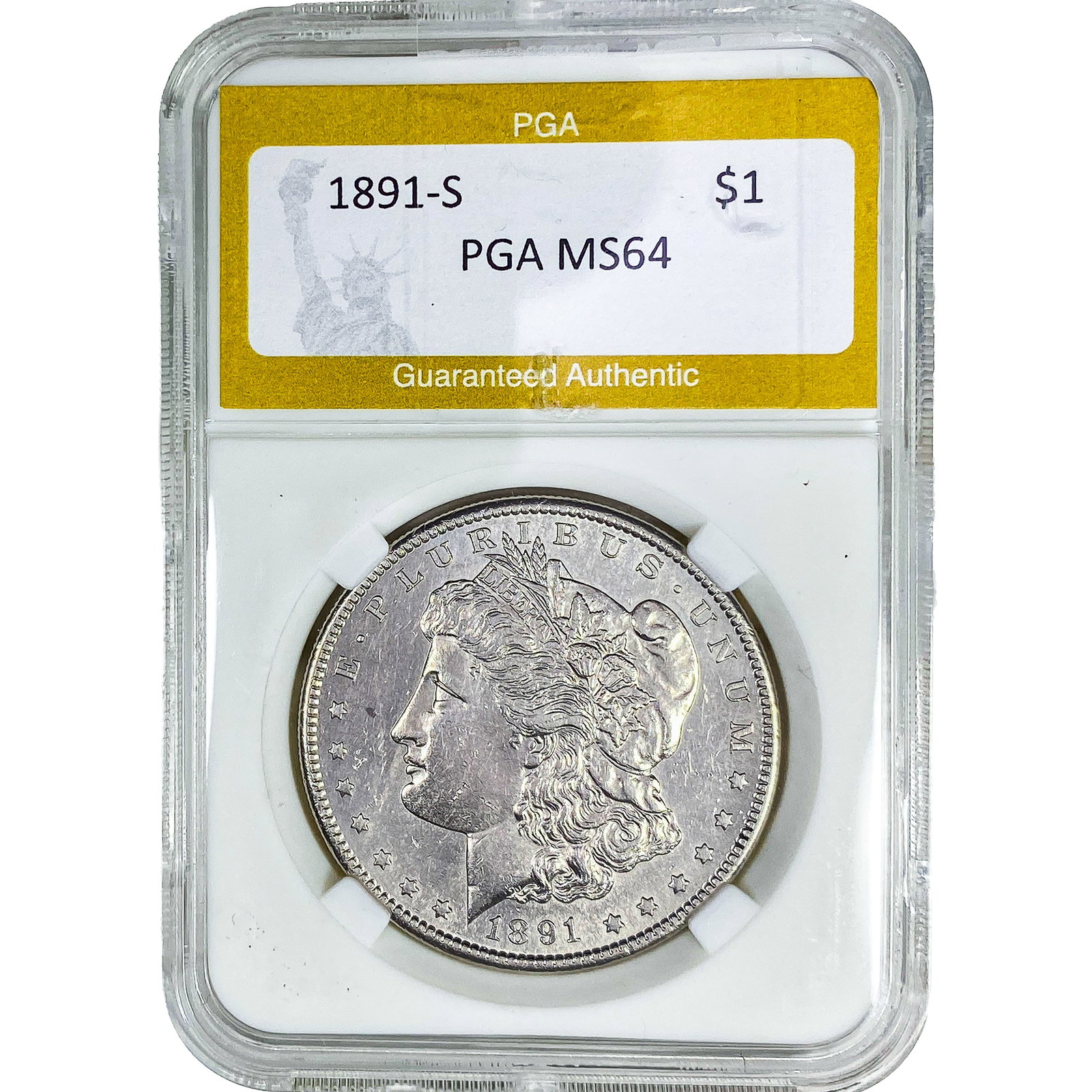 1891-S Morgan Silver Dollar PGA MS64: 1891-S Morgan Silver Dollar PGA MS64