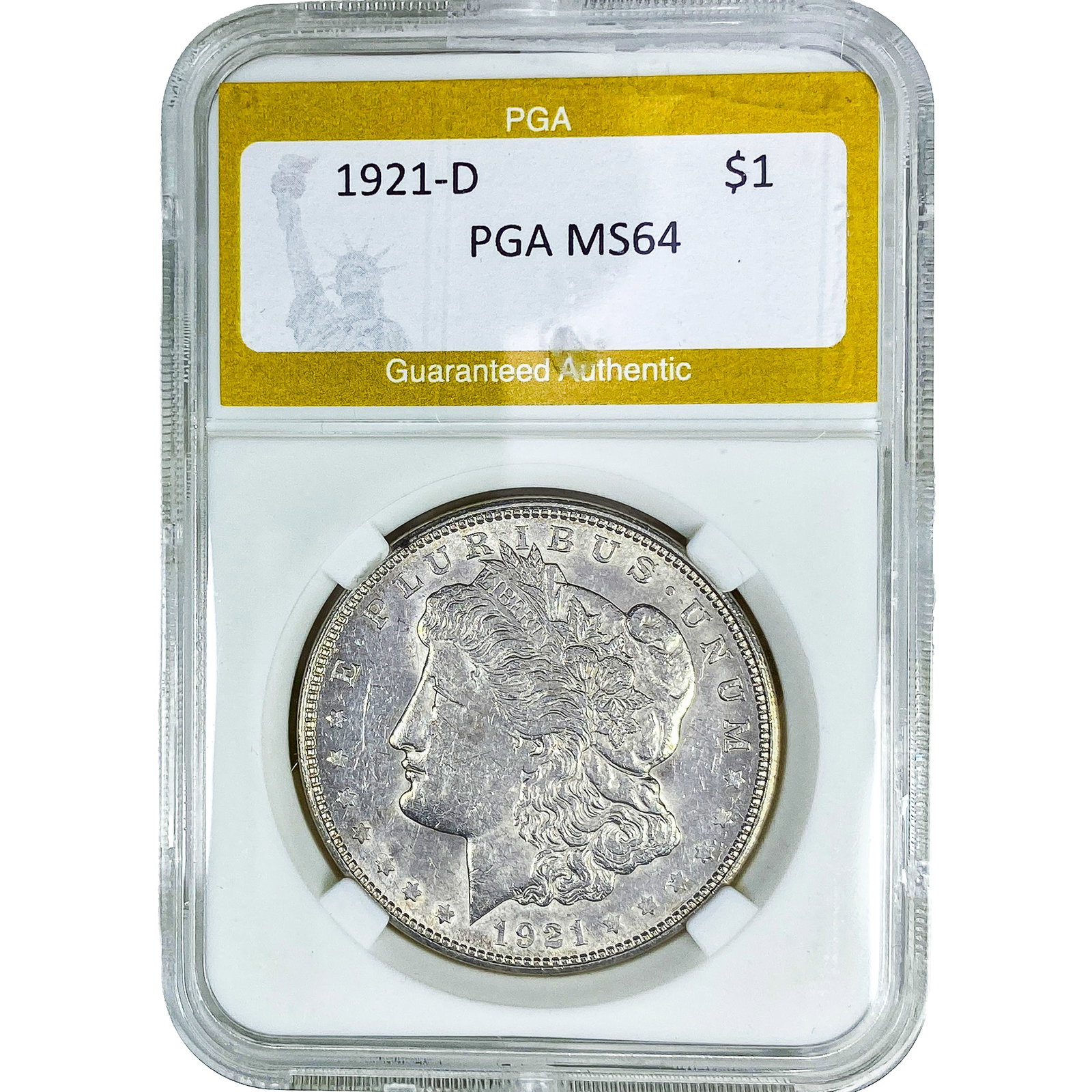 1921-D Morgan Silver Dollar PGA MS64: 1921-D Morgan Silver Dollar PGA MS64
