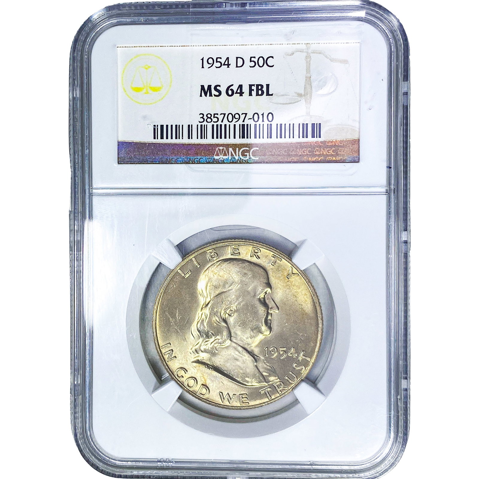 1954-D Franklin Half Dollar NGC MS64 FBL: 1954-D Franklin Half Dollar NGC MS64 FBL