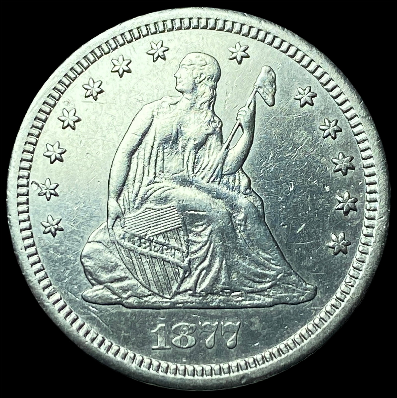 1877-CC Silver Seated Liberty Quarter UNCIRCULATED: 1877-CC Silver Seated Liberty Quarter UNCIRCULATED