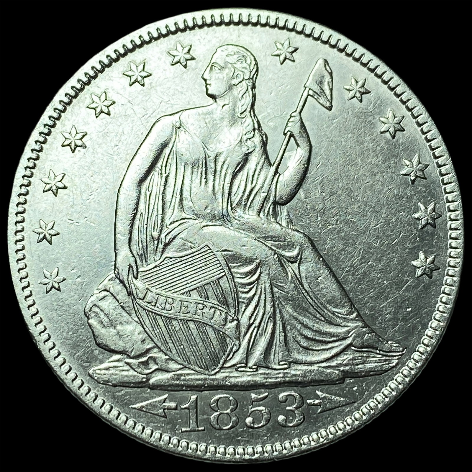 1853 Arrows Seated Liberty Half Dollar UNCIRCULATED: 1853 Arrows Seated Liberty Half Dollar UNCIRCULATED