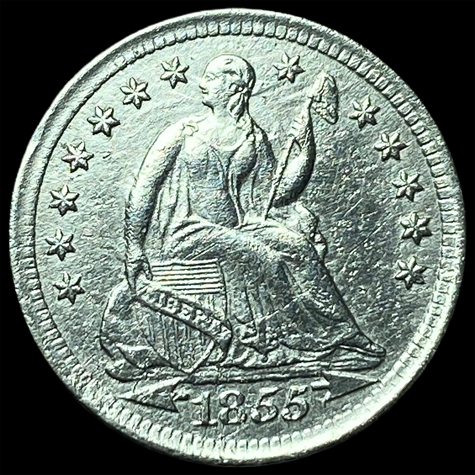 1855 Silver Half Dime CLOSELY UNCIRCULATED: 1855 Silver Half Dime CLOSELY UNCIRCULATED