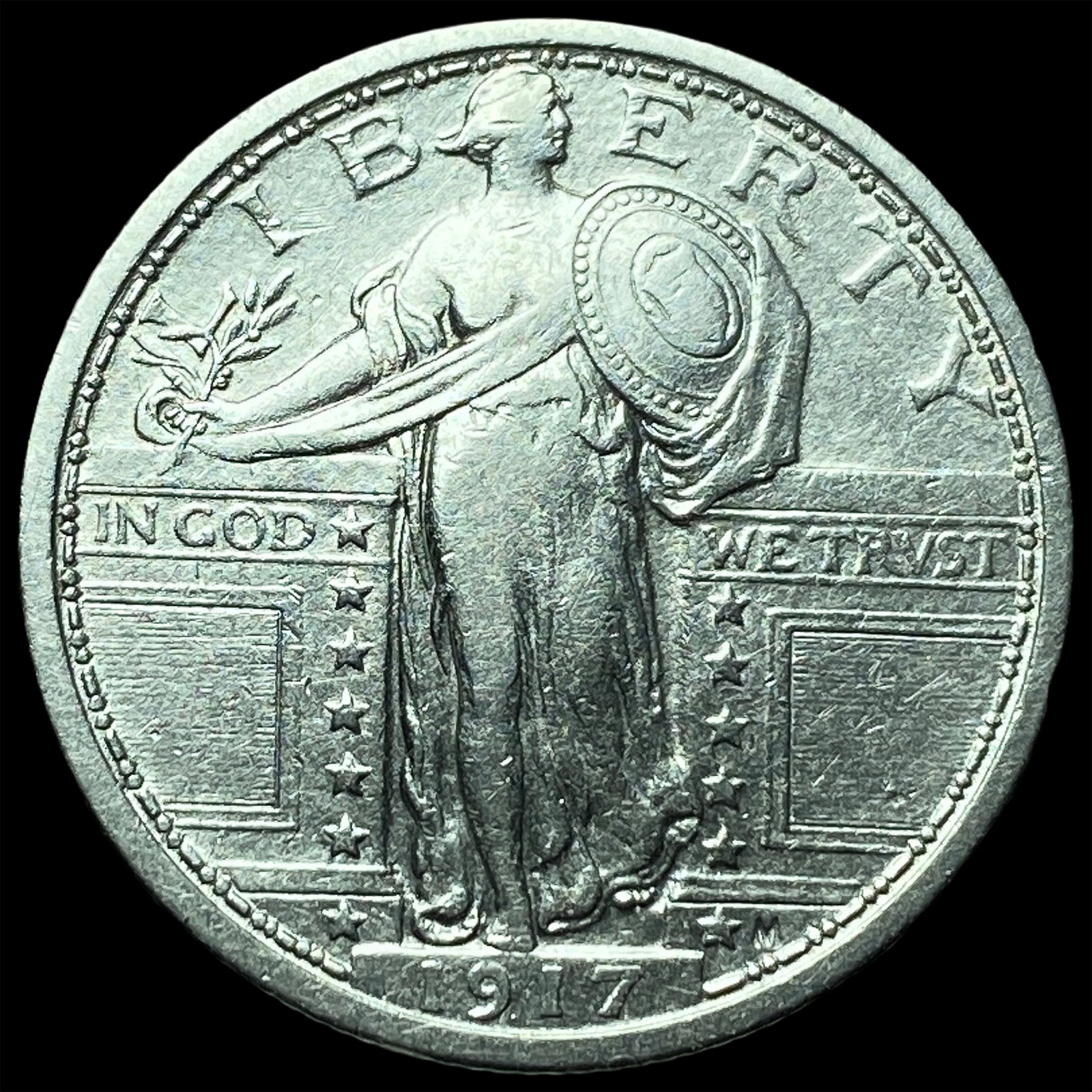 1917 Type 1 Standing Liberty Quarter CHOICE AU: 1917 Type 1 Standing Liberty Quarter CHOICE AU