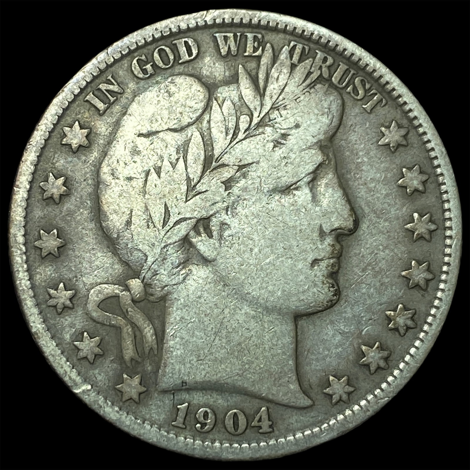 1904 Barber Half Dollar ABOUT UNCIRCULATED: 1904 Barber Half Dollar ABOUT UNCIRCULATED