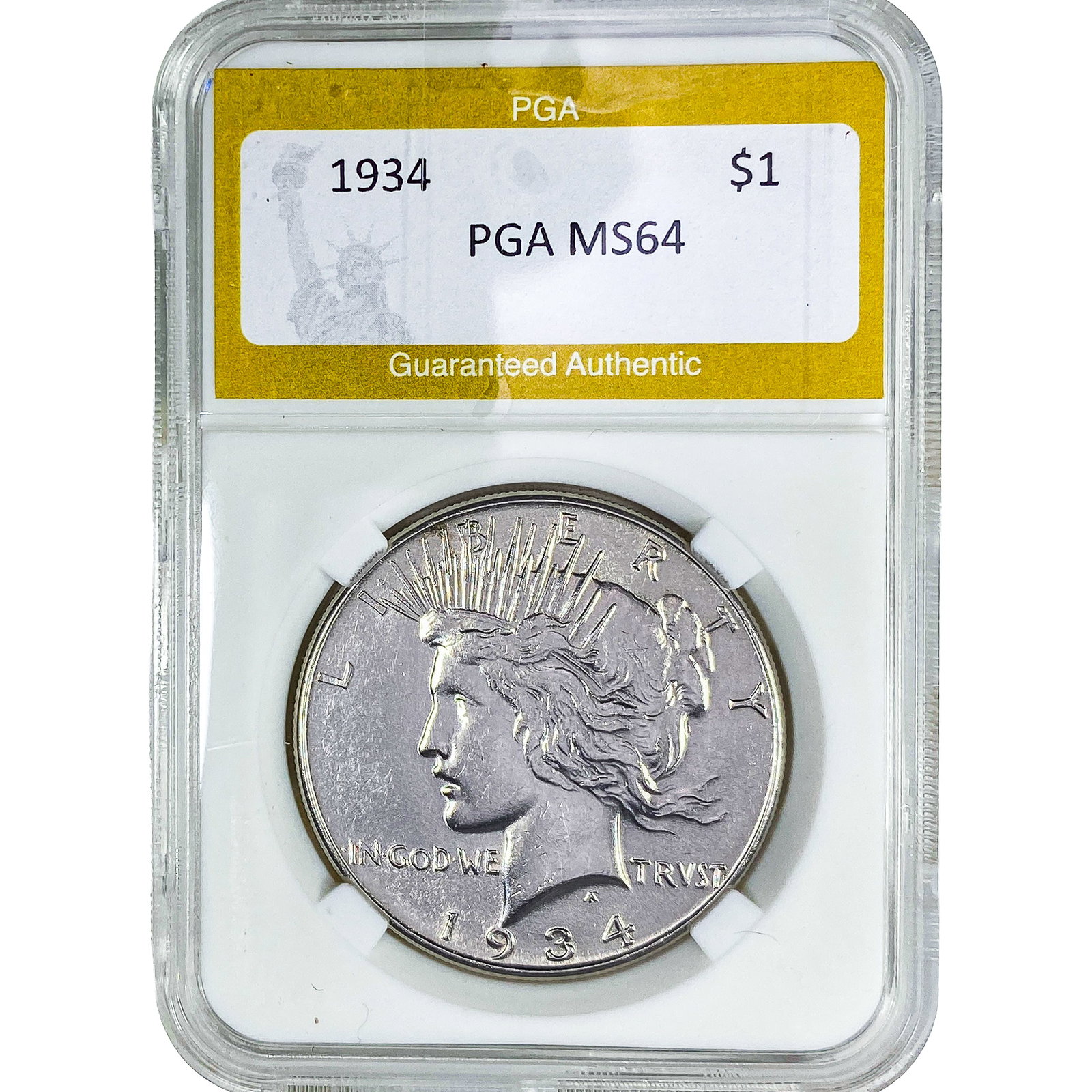 1934 Silver Peace Dollar PGA MS64: 1934 Silver Peace Dollar PGA MS64