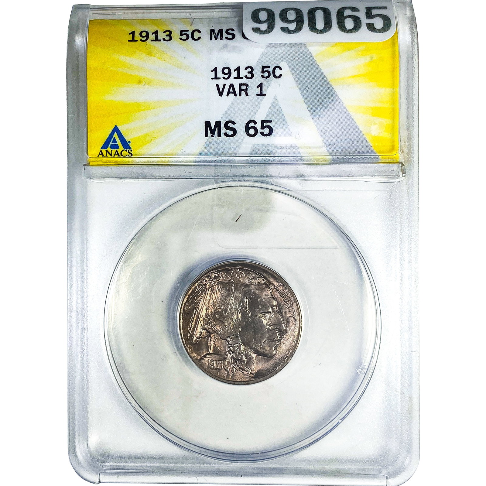 1913 Buffalo Nickel ANACS MS65 Var 1: 1913 Buffalo Nickel ANACS MS65 Var 1